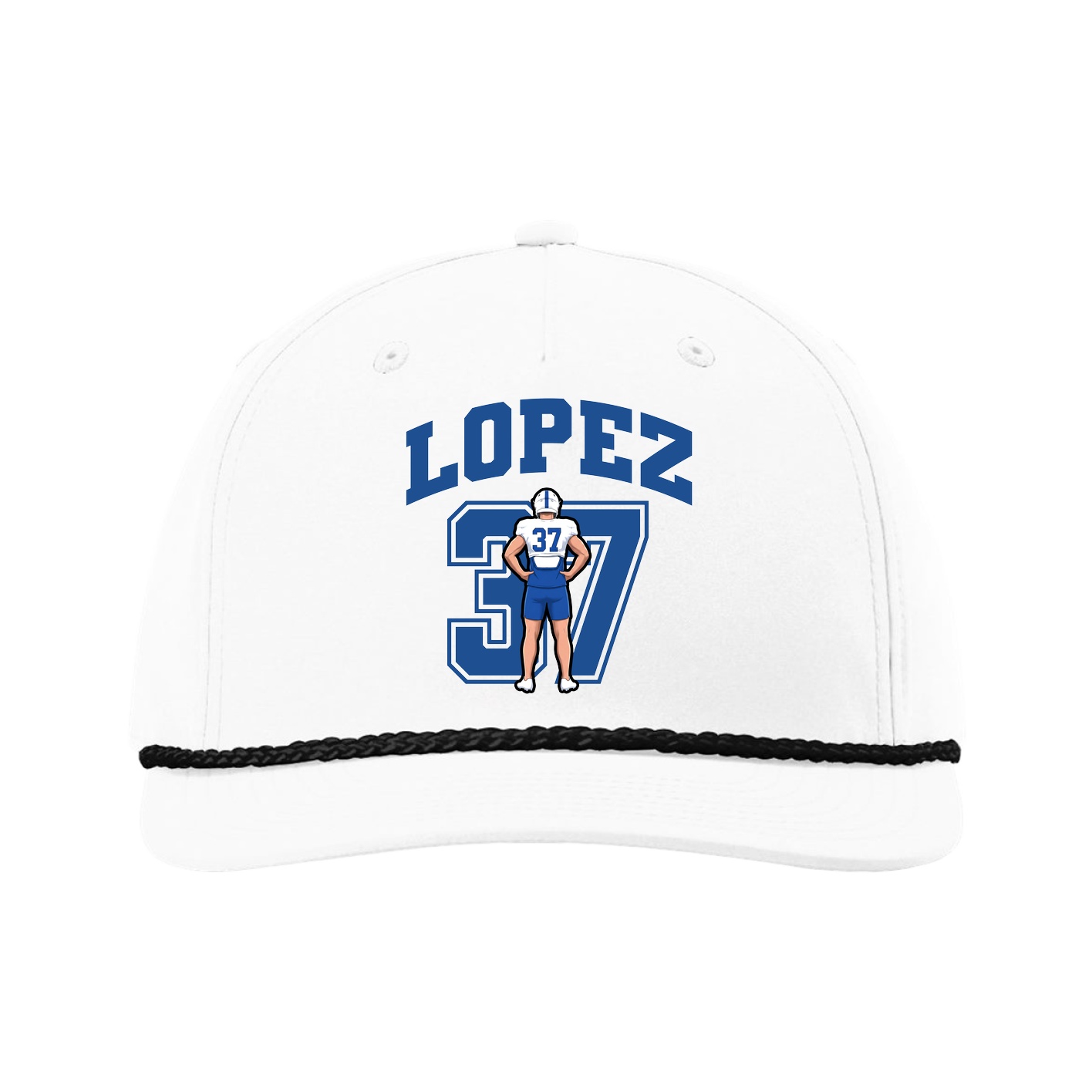 Five-Panel Classic Rope Cap — Number in White