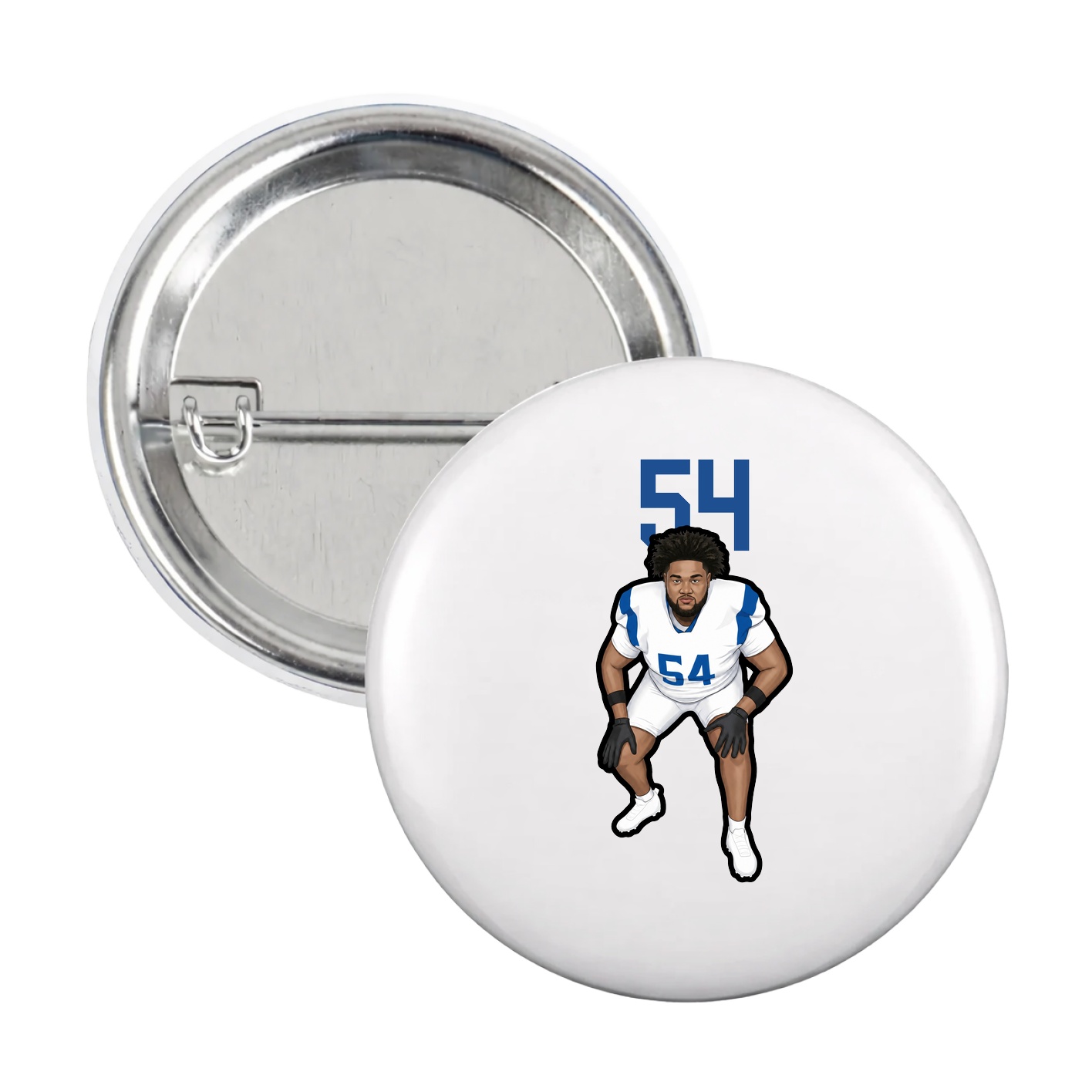 Game Day Button — Number Top in White