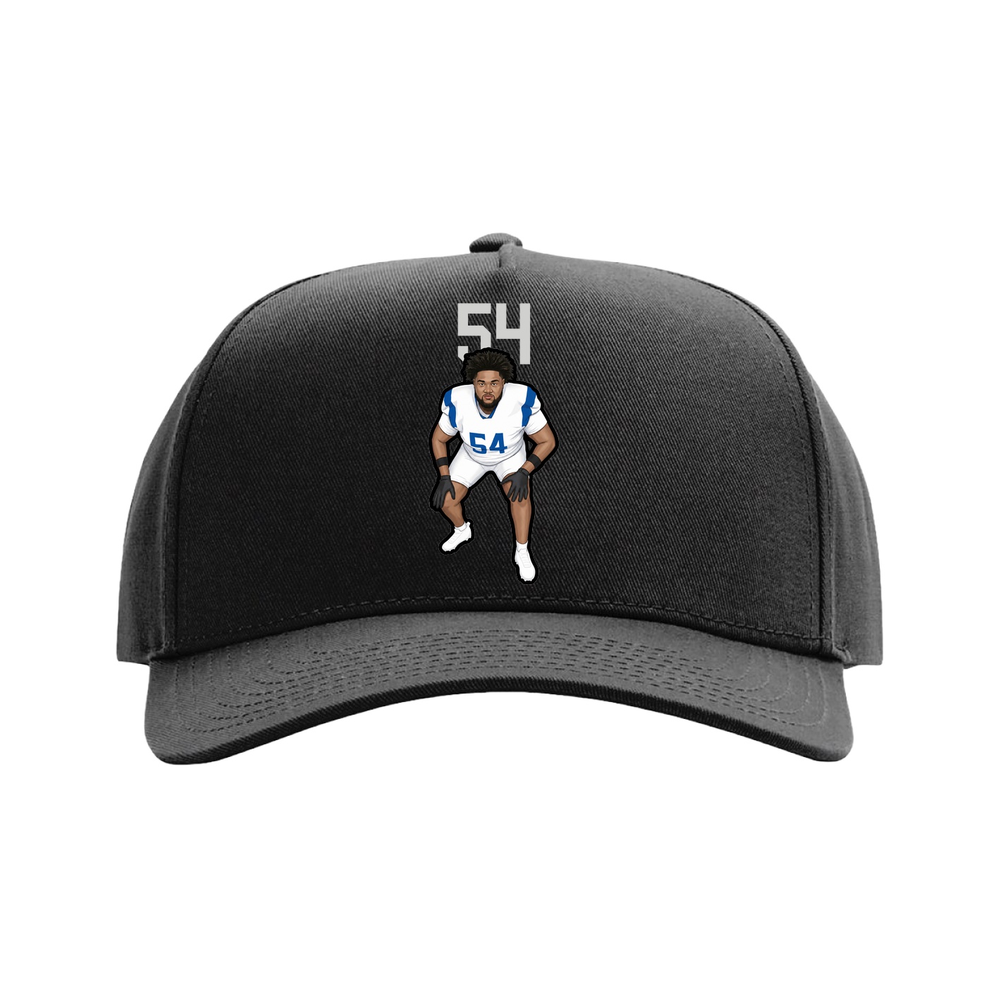Full Fabric Five-Panel Champ Cap — Number Top in Black