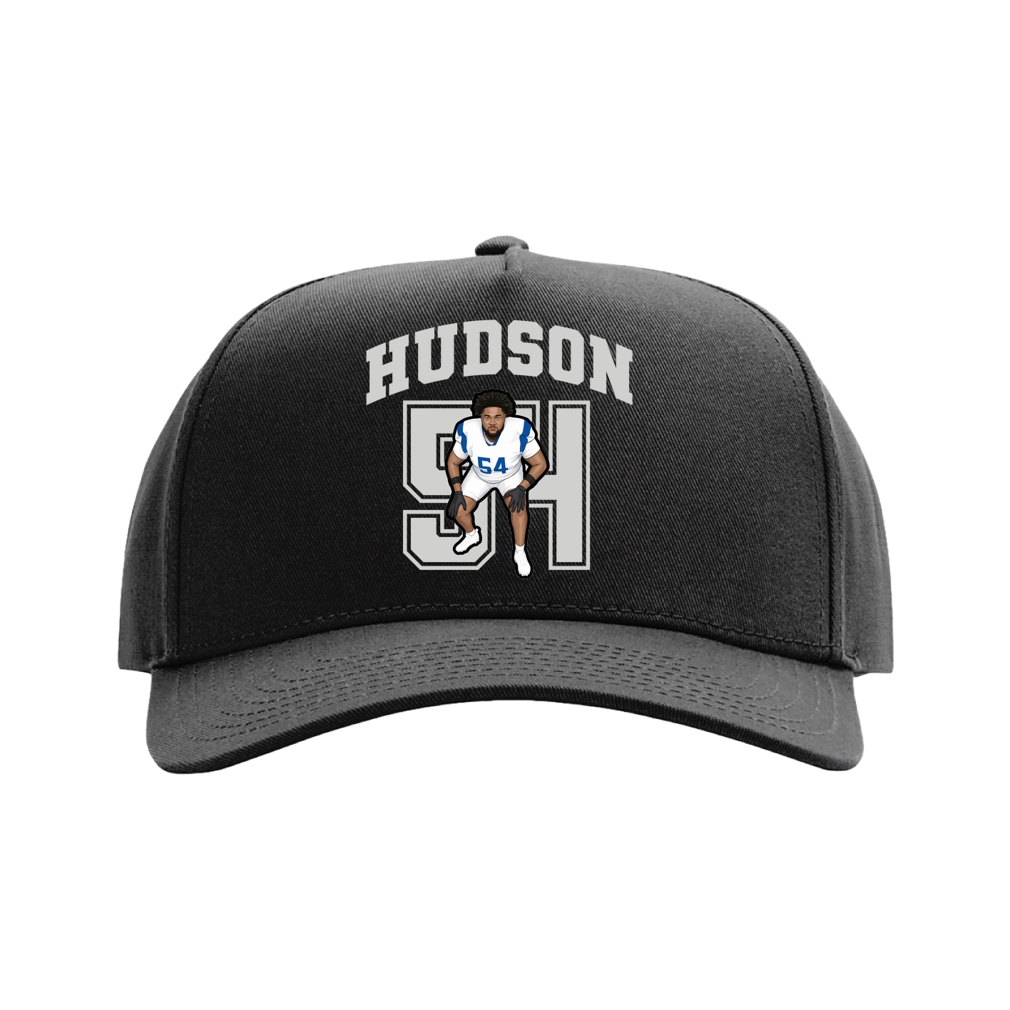 Full Fabric Five-Panel Champ Cap — Number in Black