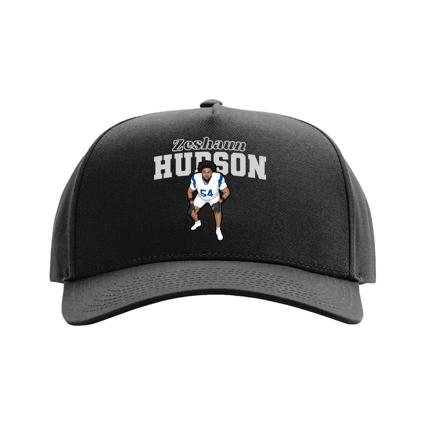 Full Fabric Five-Panel Champ Cap — Name Arch in Black