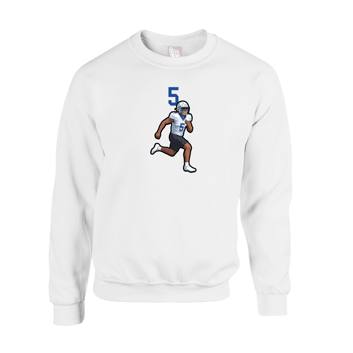 Fleece Crew — Number Top in White