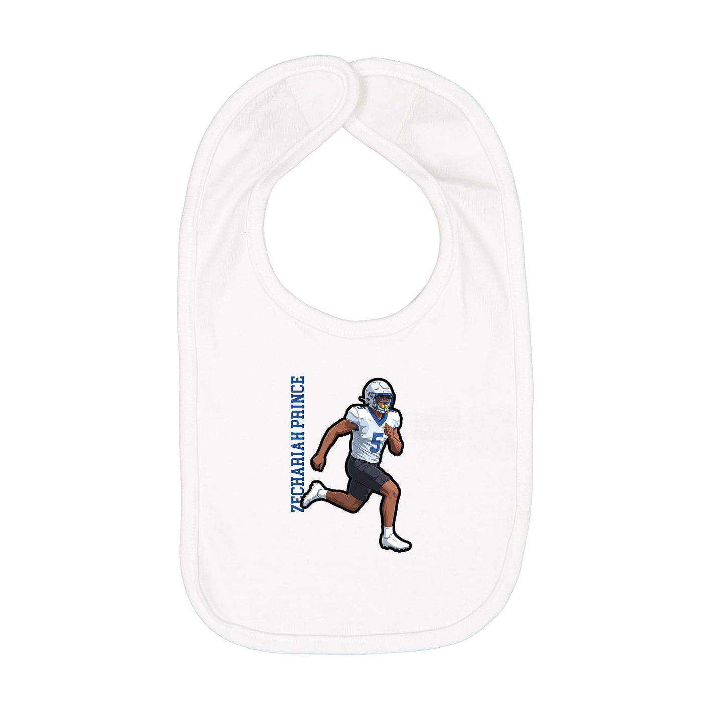 Infant Bib — Name Vertical in White