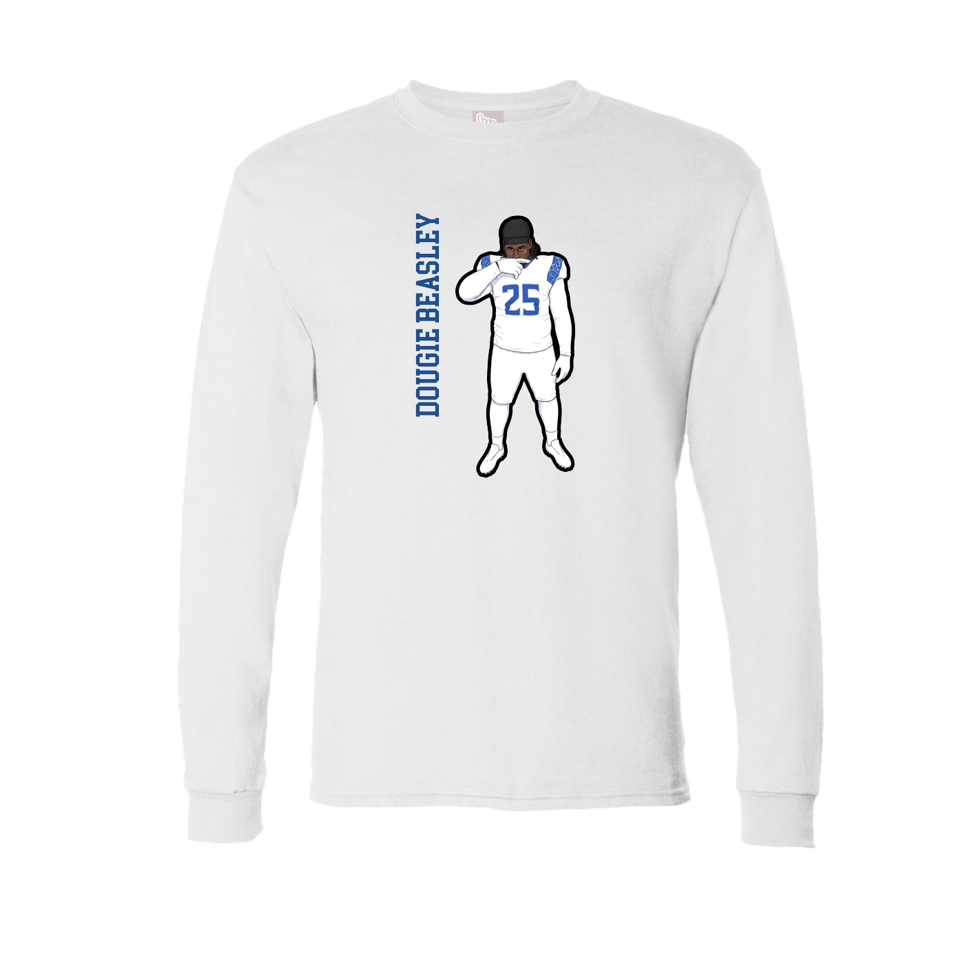 Long Sleeve Tee — Name Vertical in White
