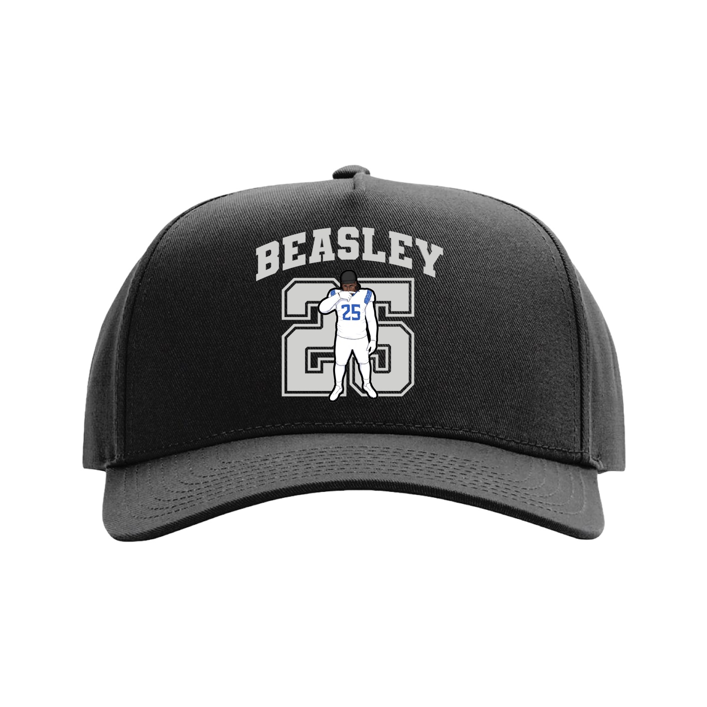 Full Fabric Five-Panel Champ Cap — Number in Black