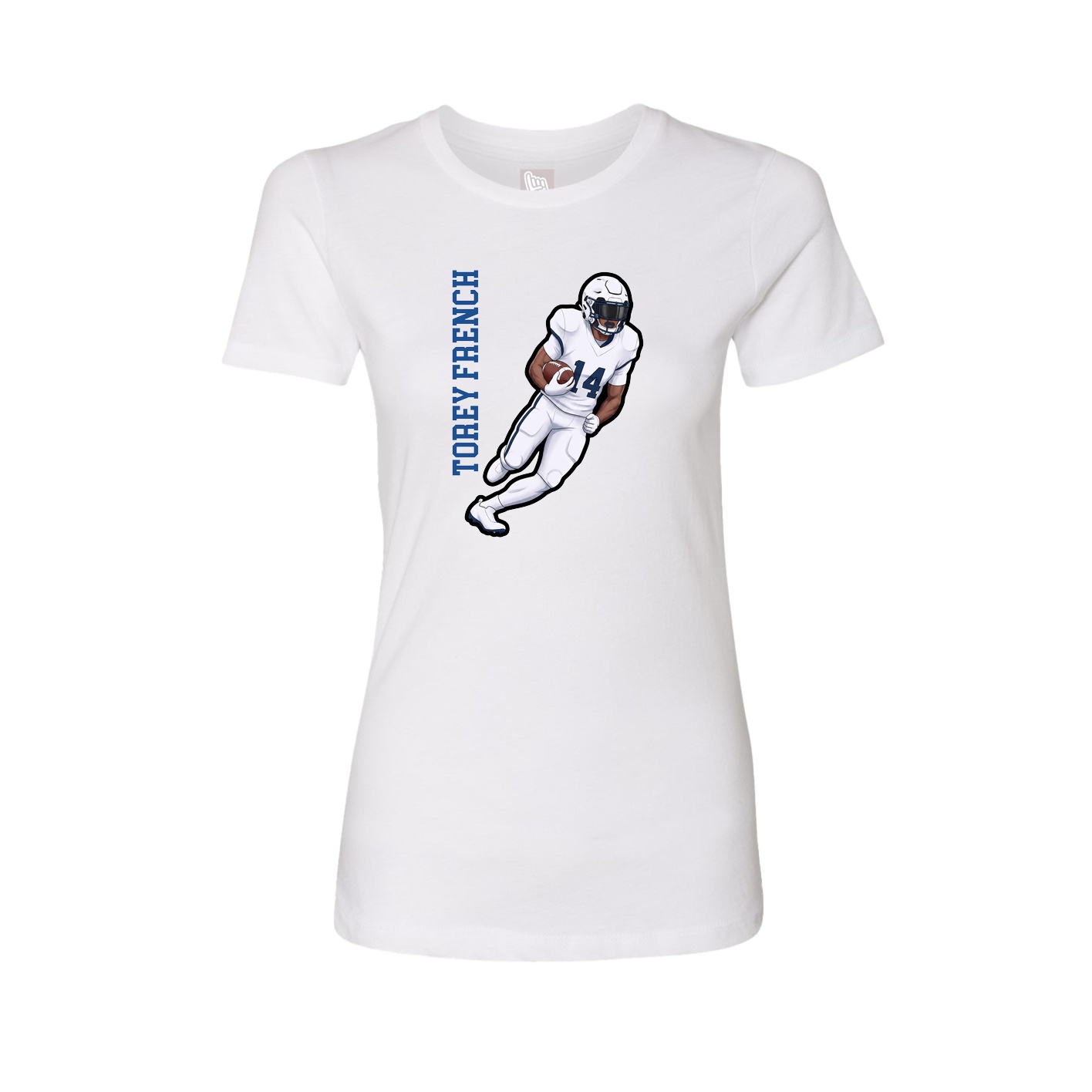 Fitted Women's Tee — Name Vertical in White