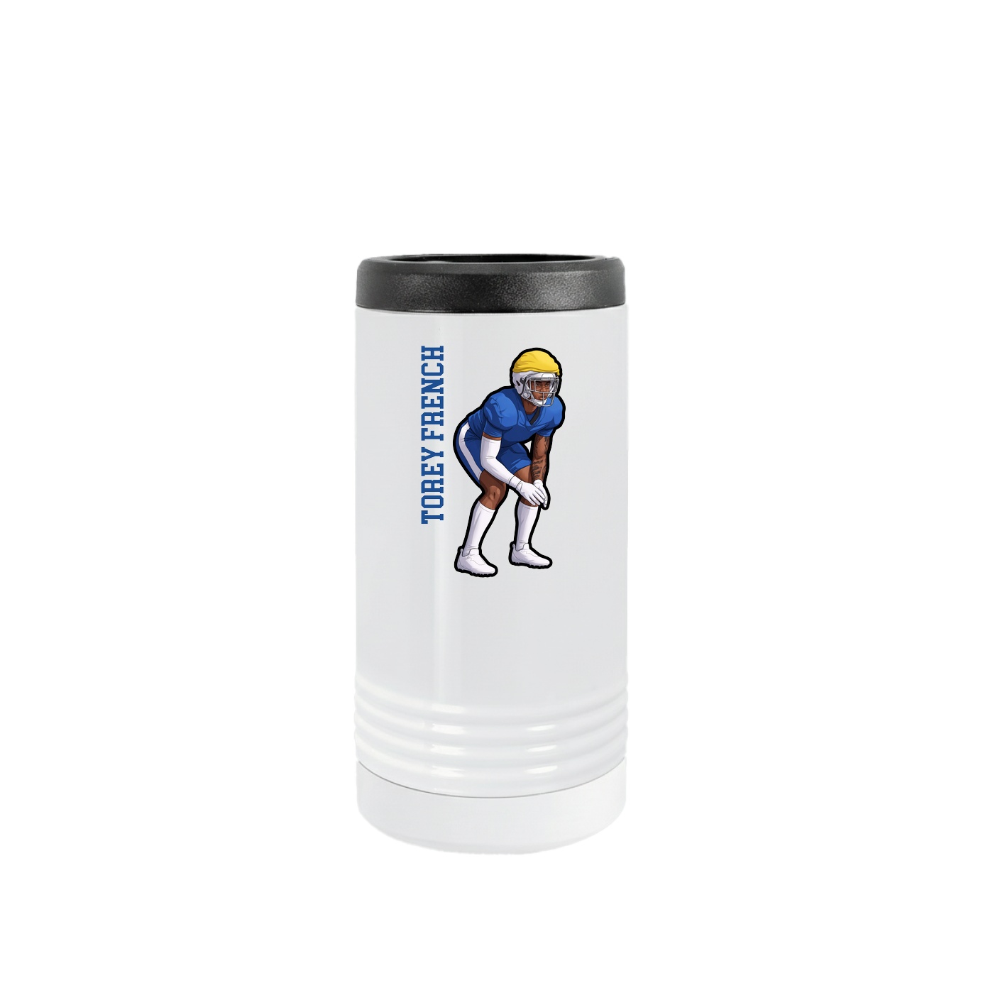 Slim Beverage Holder — Name Vertical in White