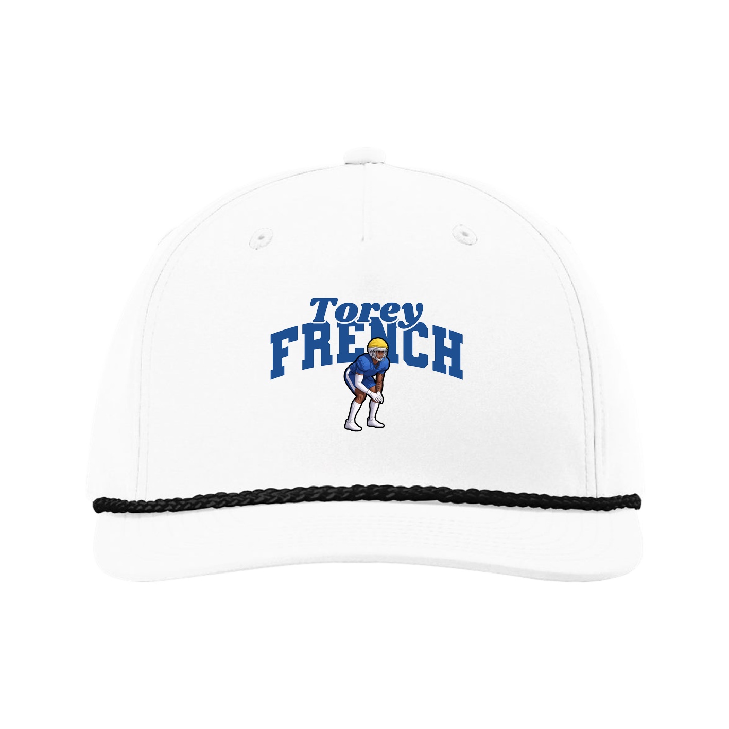 Five-Panel Classic Rope Cap — Signature Arch in White