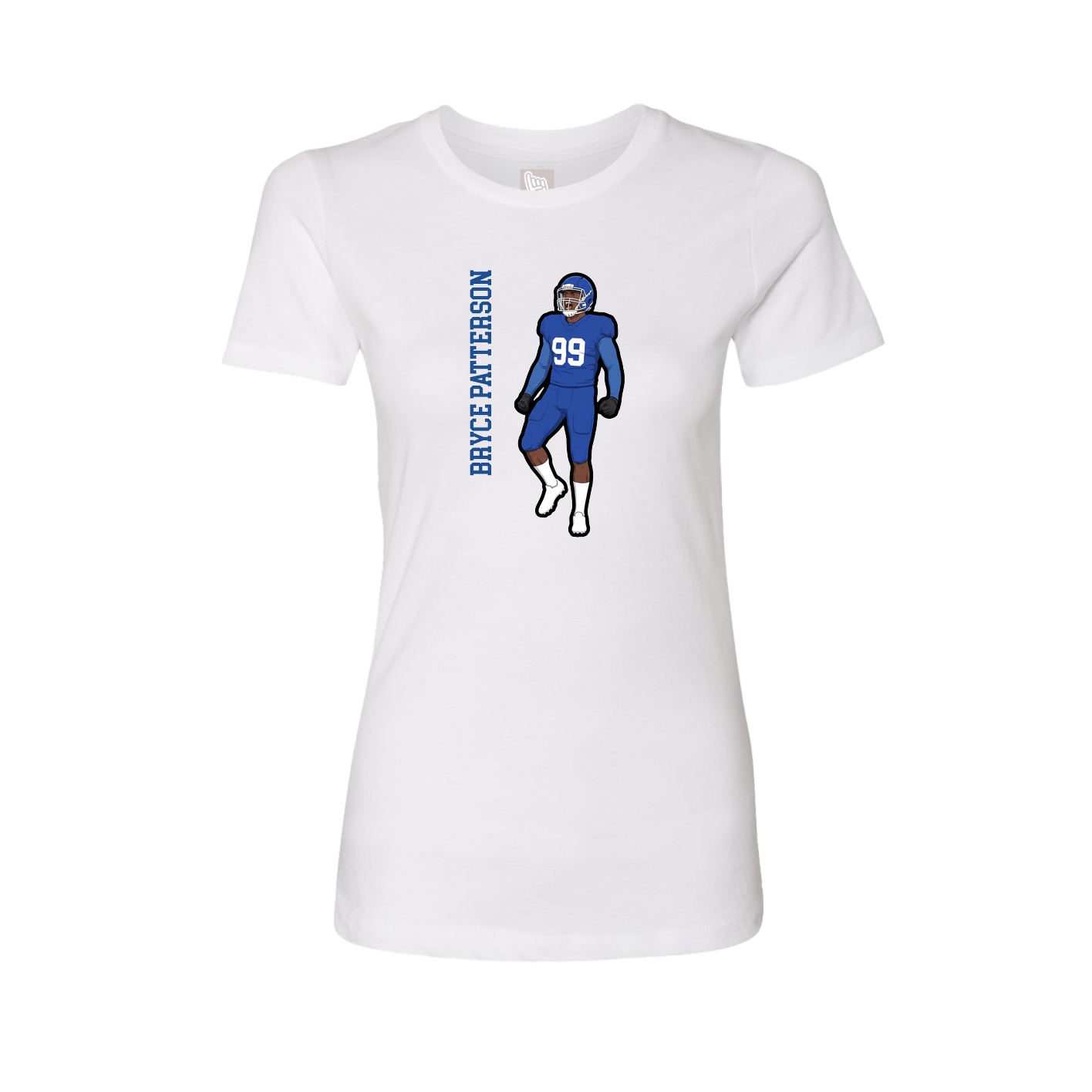 Fitted Women's Tee — Name Vertical in White