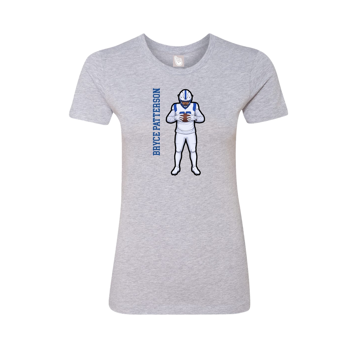 Fitted Women's Tee — Name Vertical in Grey