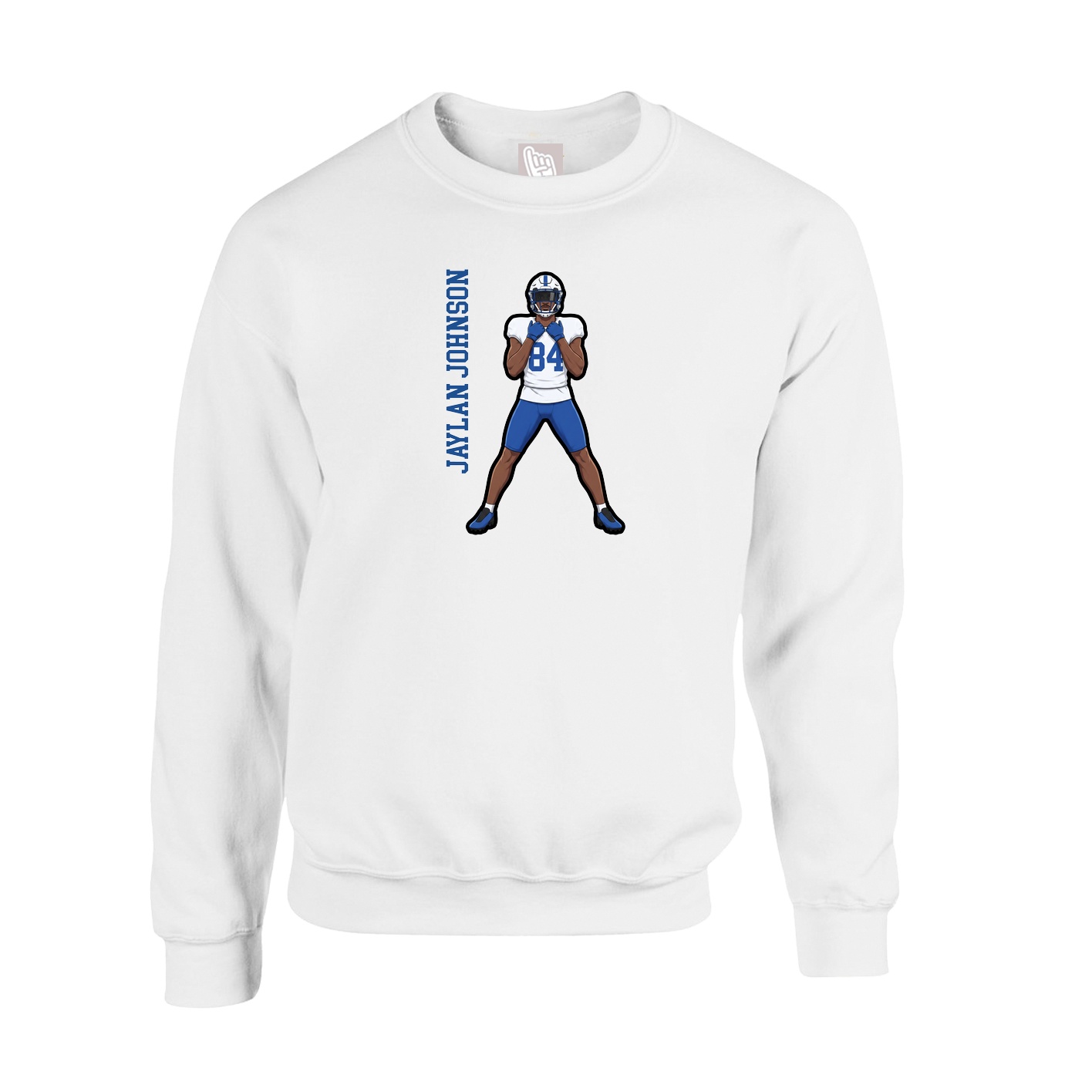 Fleece Crew — Name Vertical in White