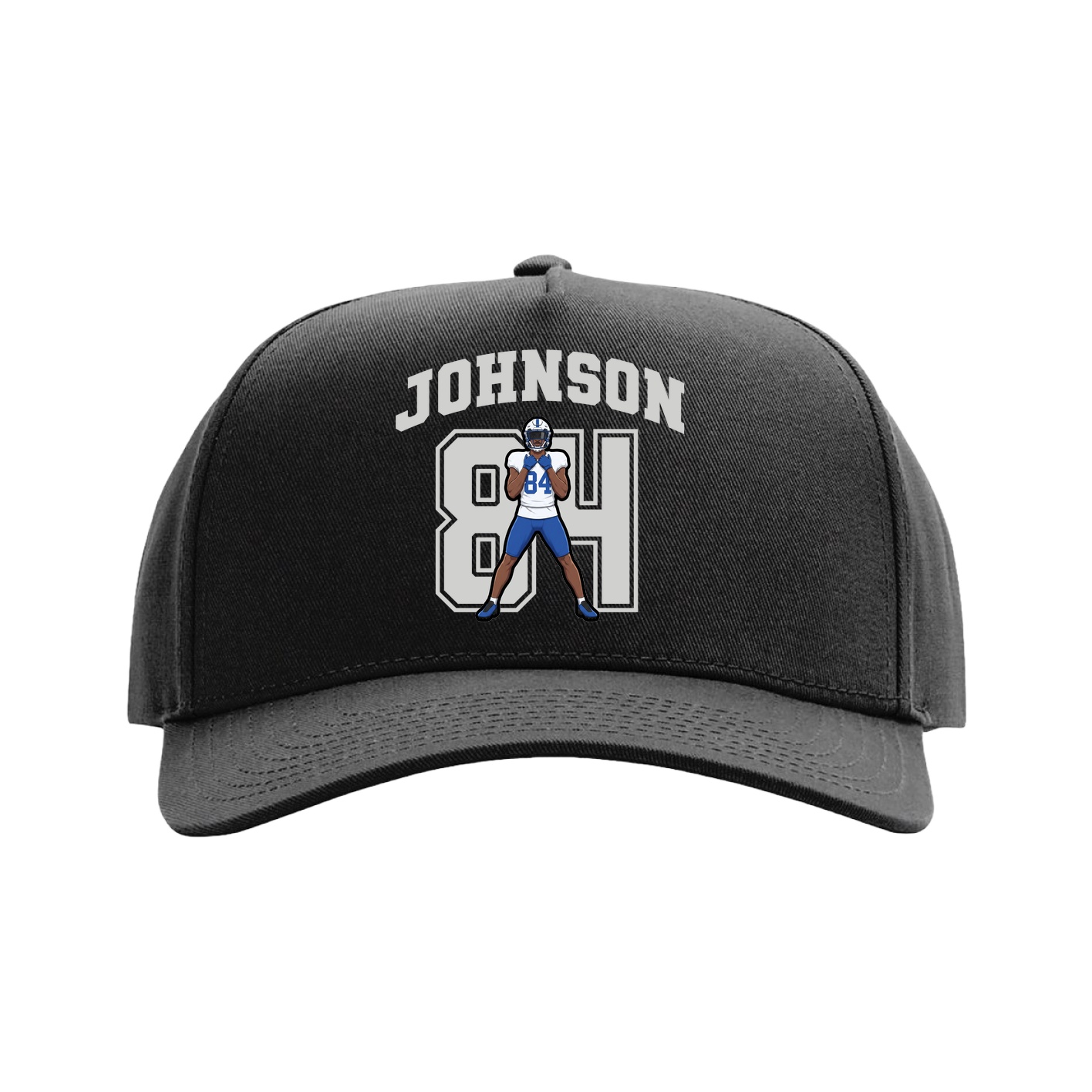 Full Fabric Five-Panel Champ Cap — Number in Black