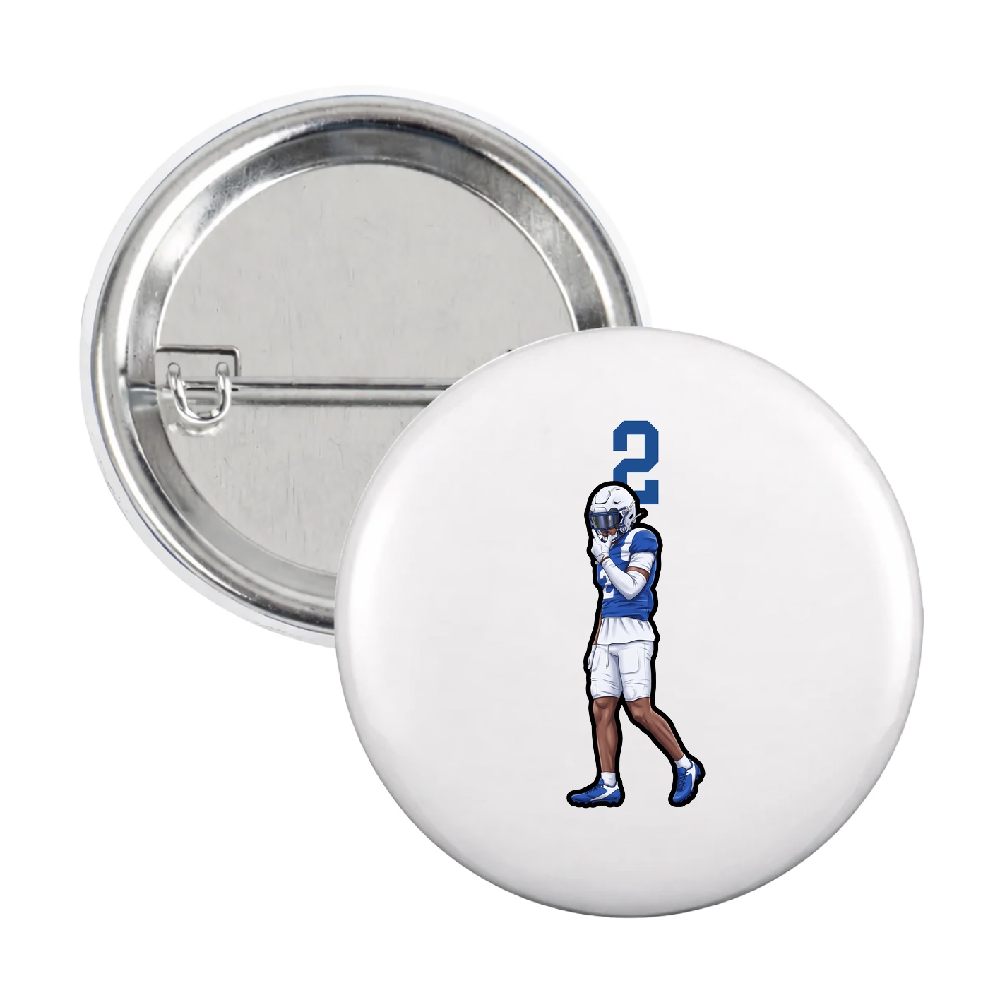 Game Day Button — Number Top in White