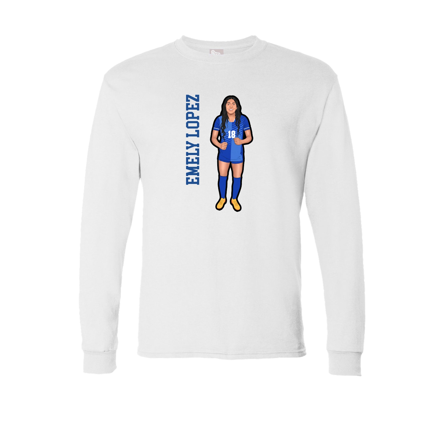 Long Sleeve Tee — Name Vertical in White
