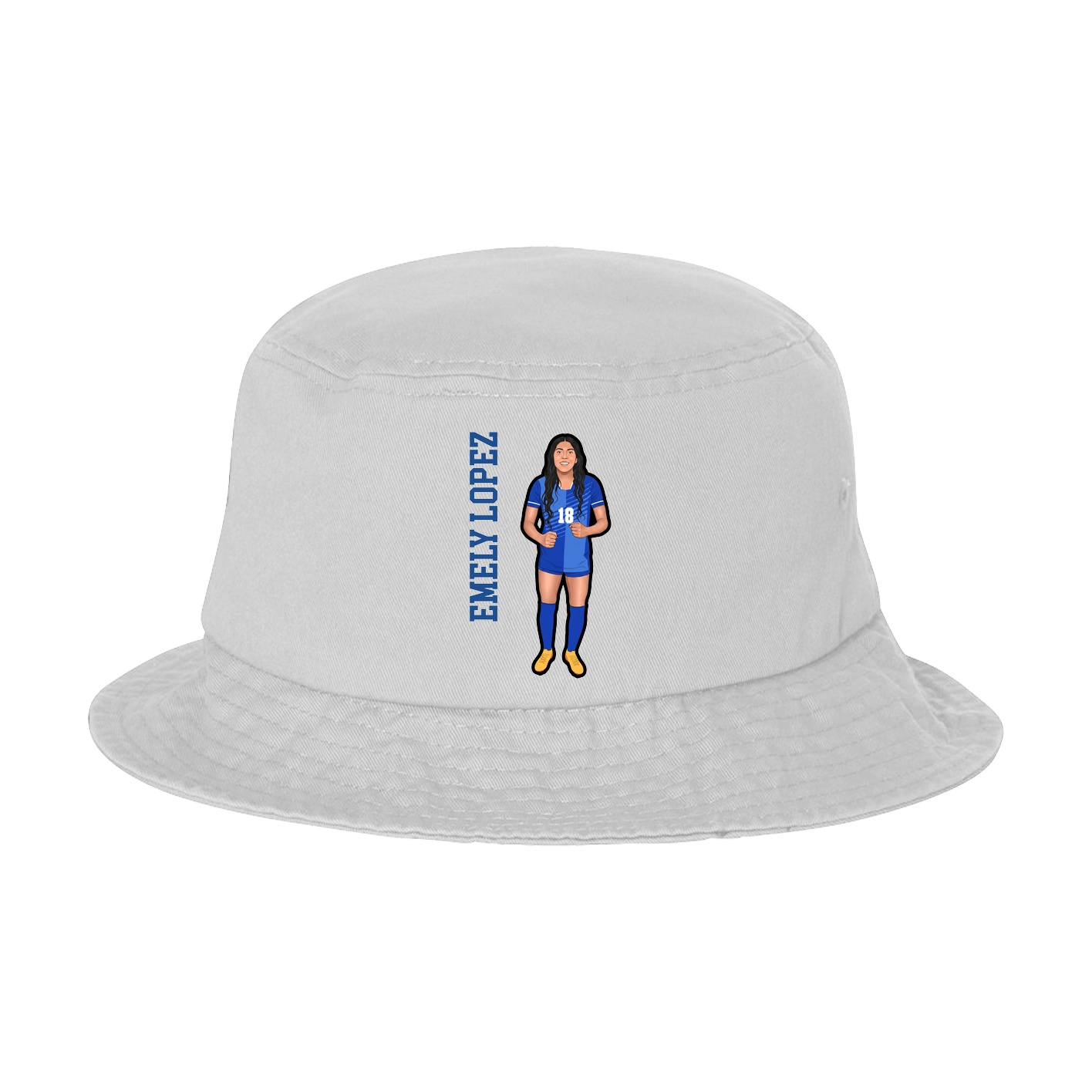 Bucket Cap — Name Vertical in White