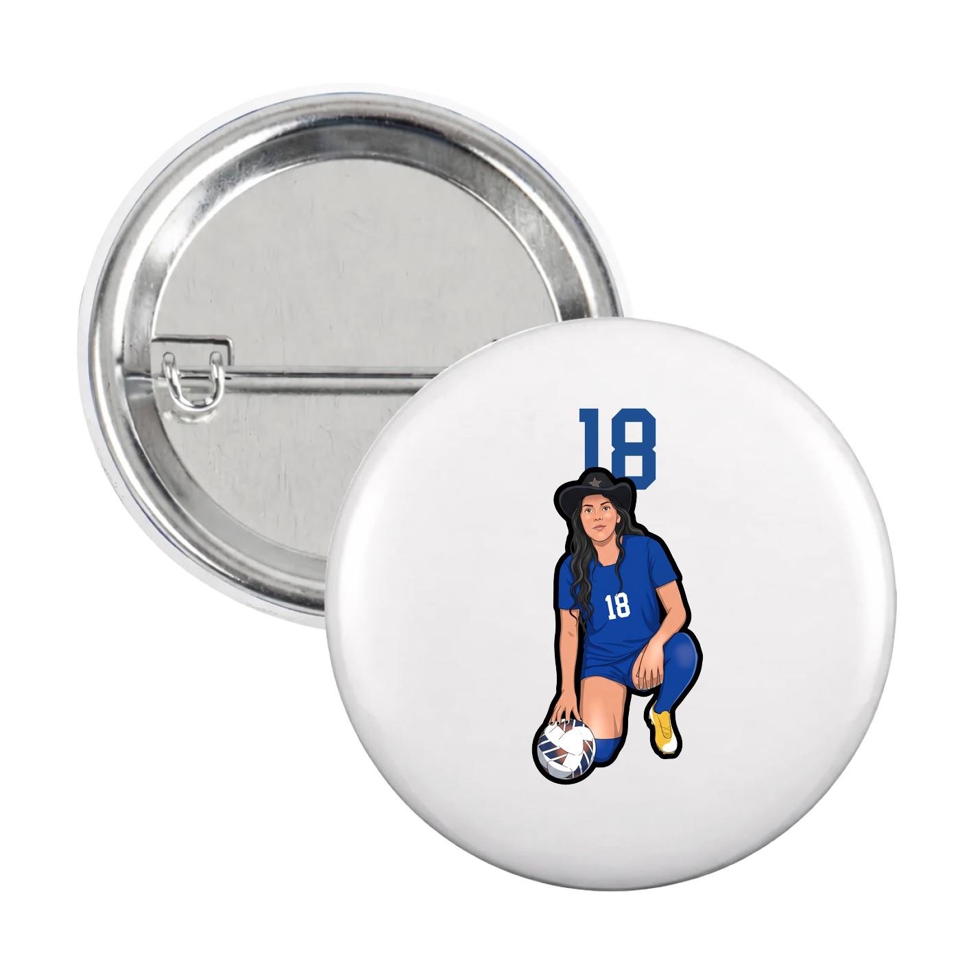 Game Day Button — Number Top in White