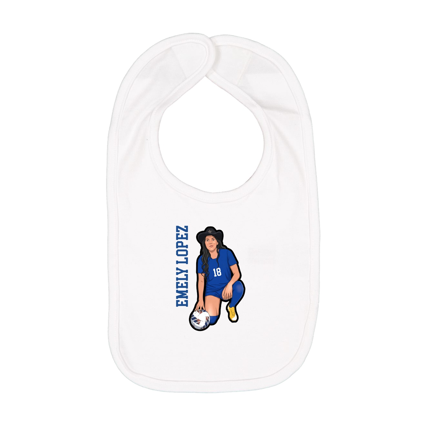 Infant Bib — Name Vertical in White
