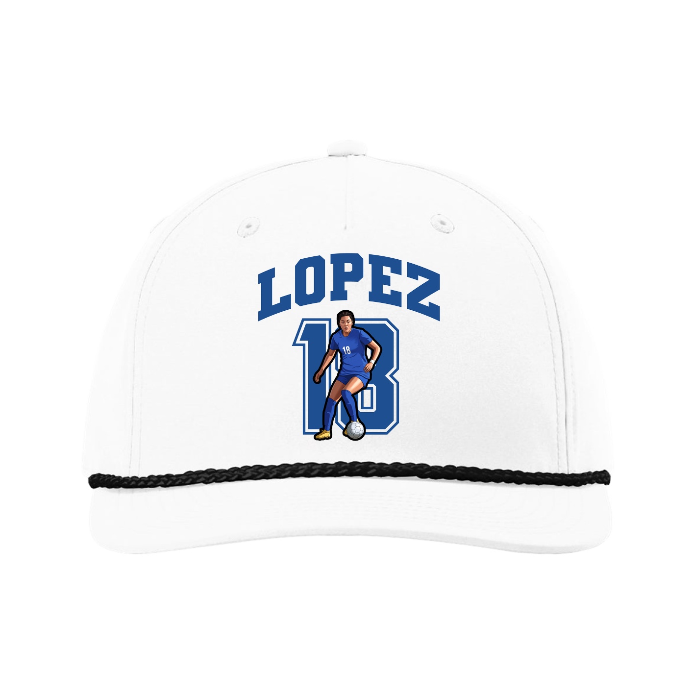 Five-Panel Classic Rope Cap — Number in White