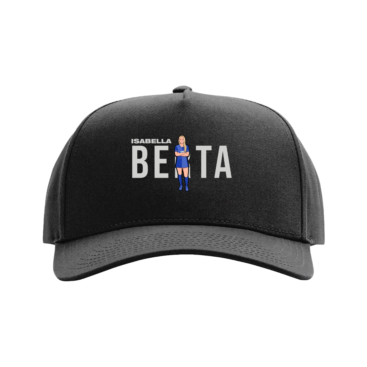 Full Fabric Five-Panel Champ Cap — Player Name in Black