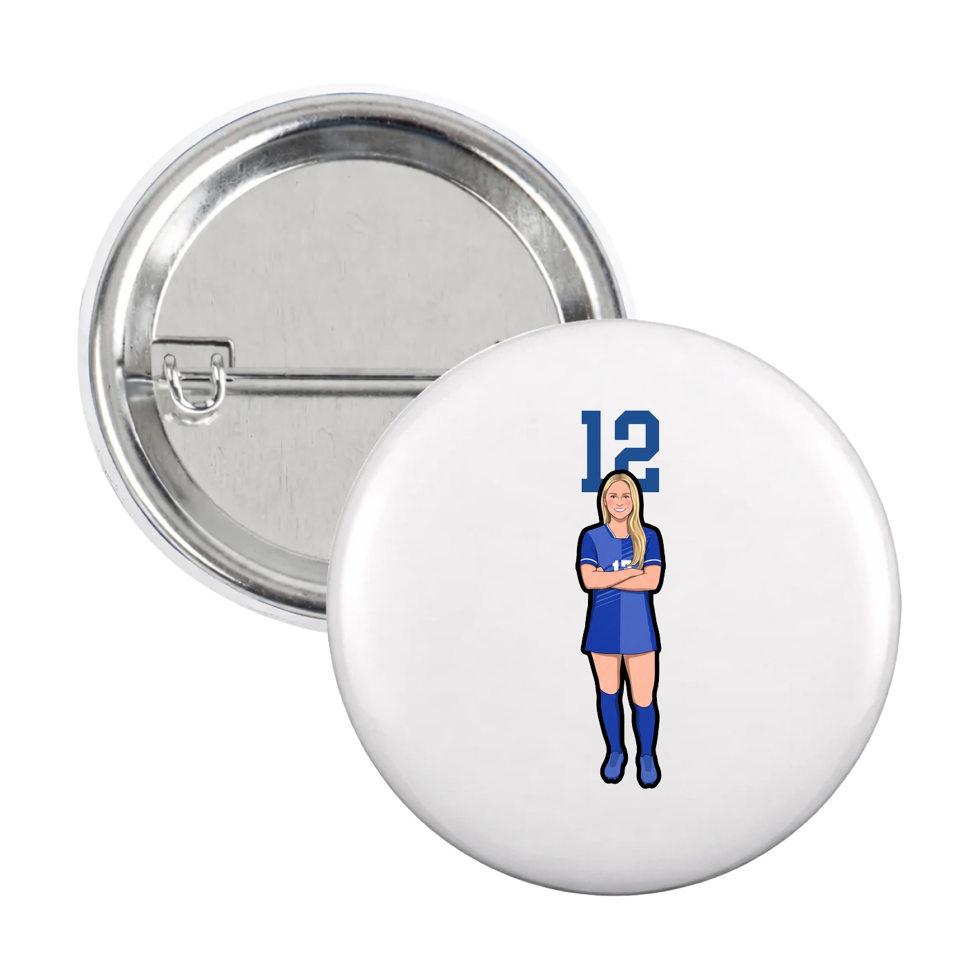 Game Day Button — Number Top in White