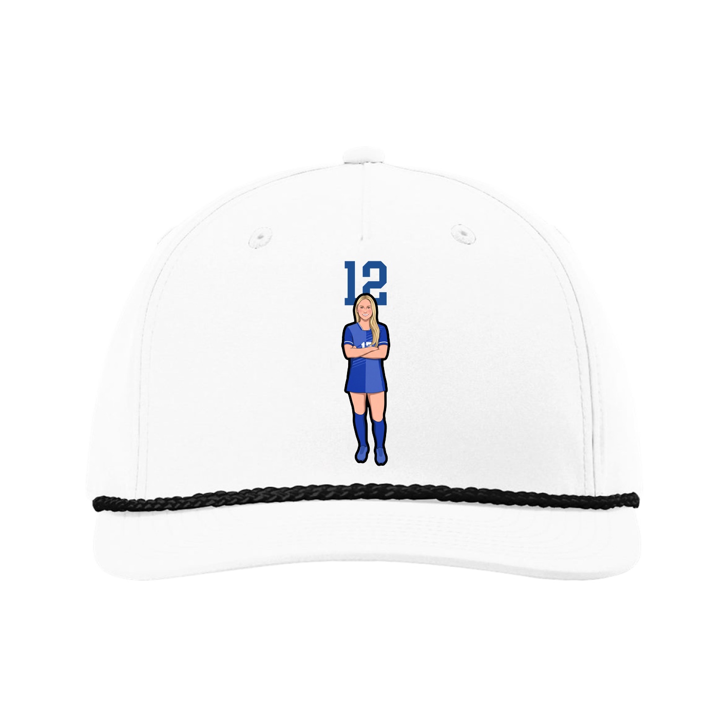 Five-Panel Classic Rope Cap — Number Top in White