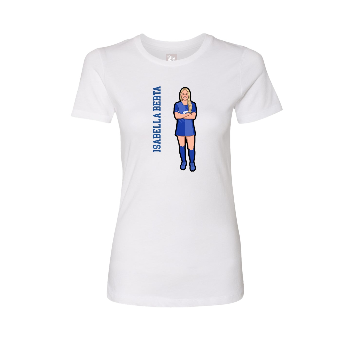 Fitted Women's Tee — Name Vertical in White