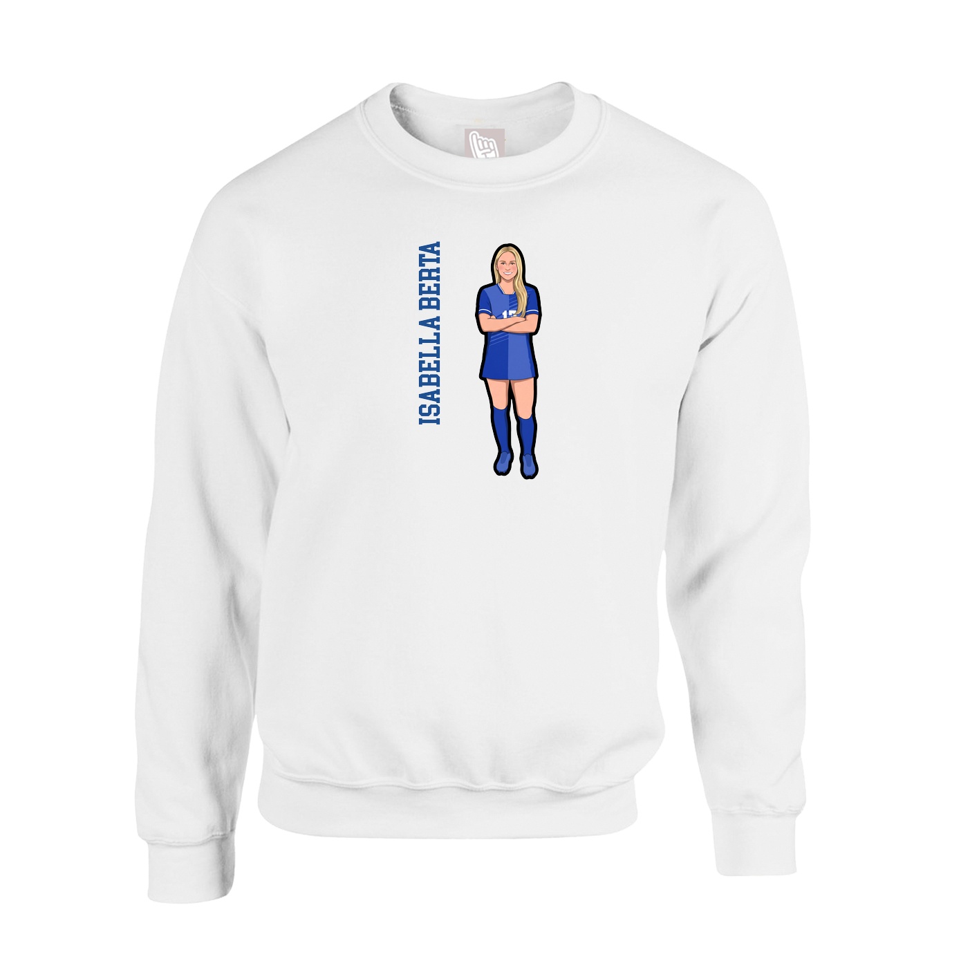 Fleece Crew — Name Vertical in White