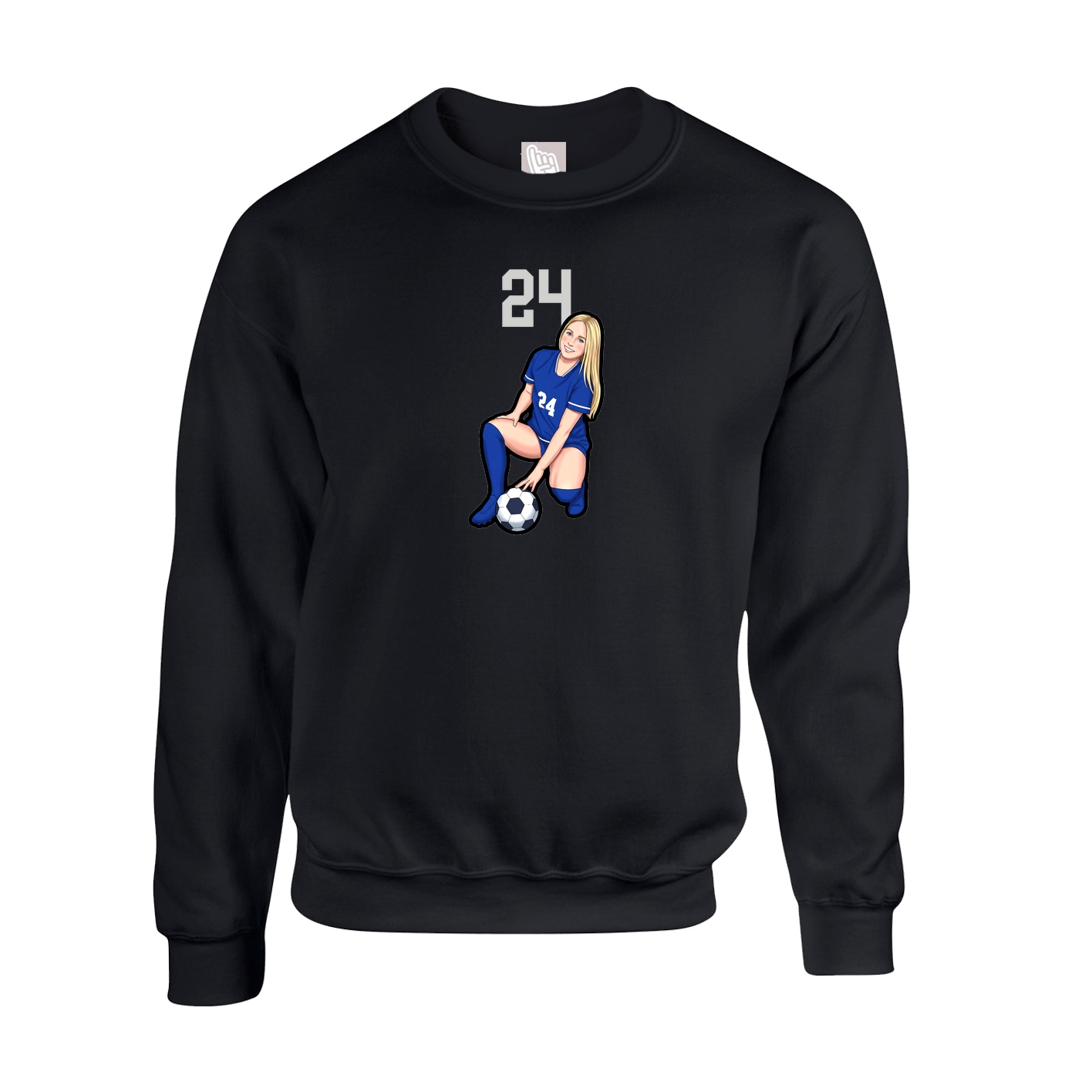 Fleece Crew — Number Top in Black