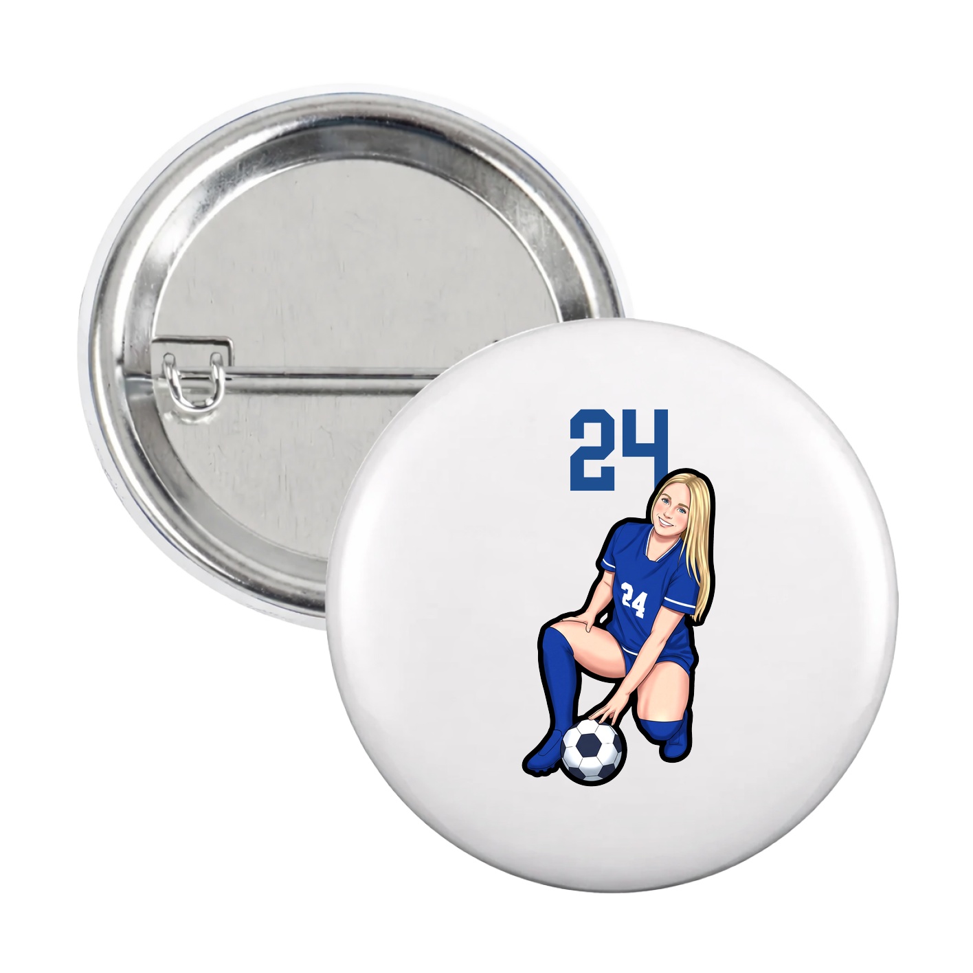 Game Day Button — Number Top in White