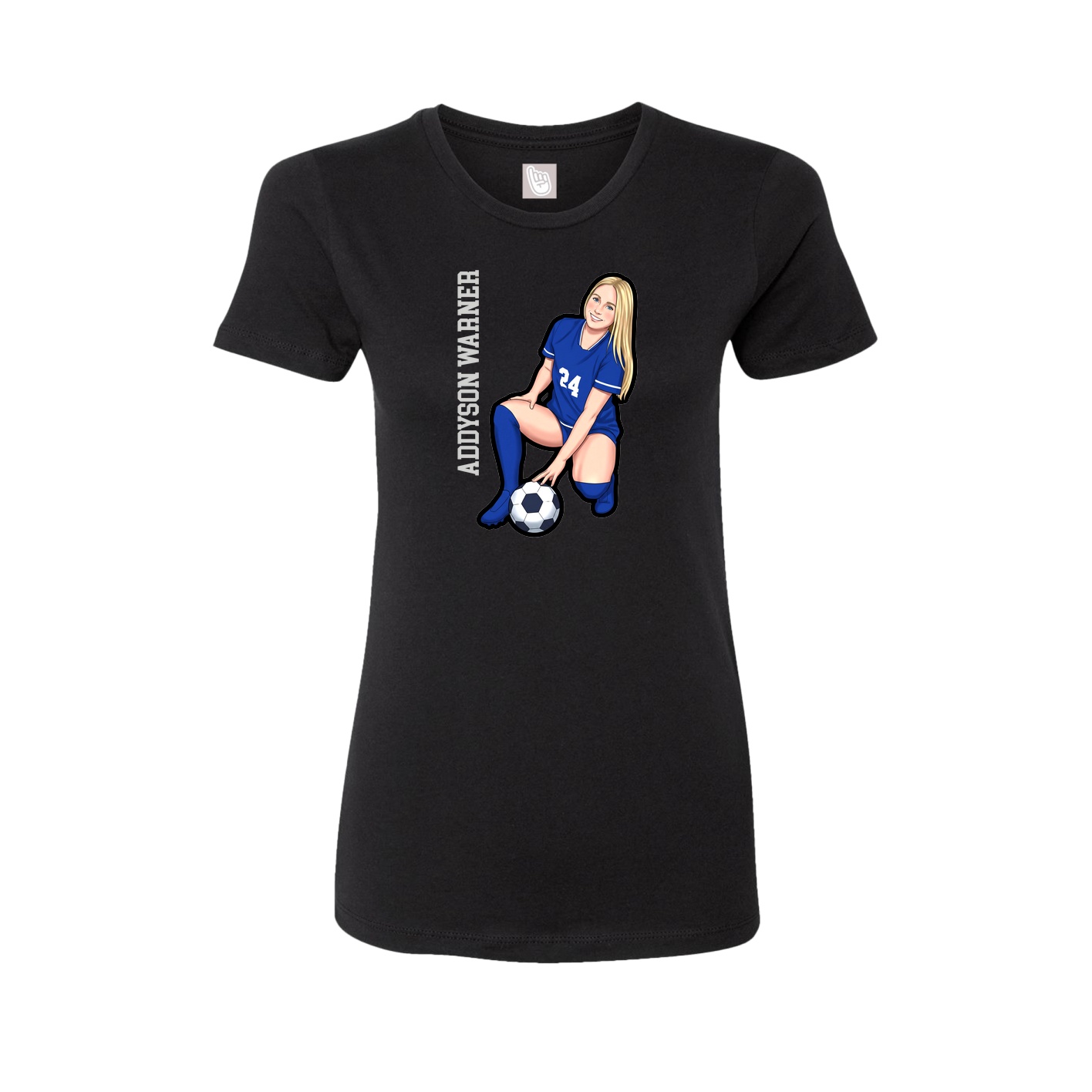 Fitted Women's Tee — Name Vertical in Black