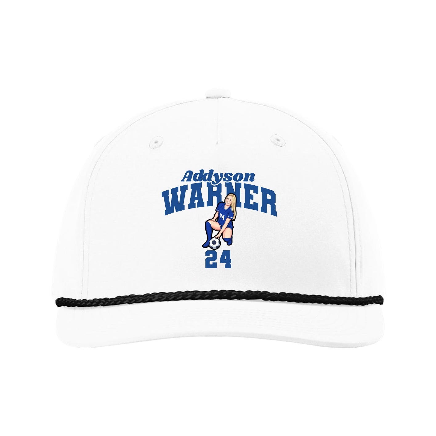 Five-Panel Classic Rope Cap — Signature Arch in White