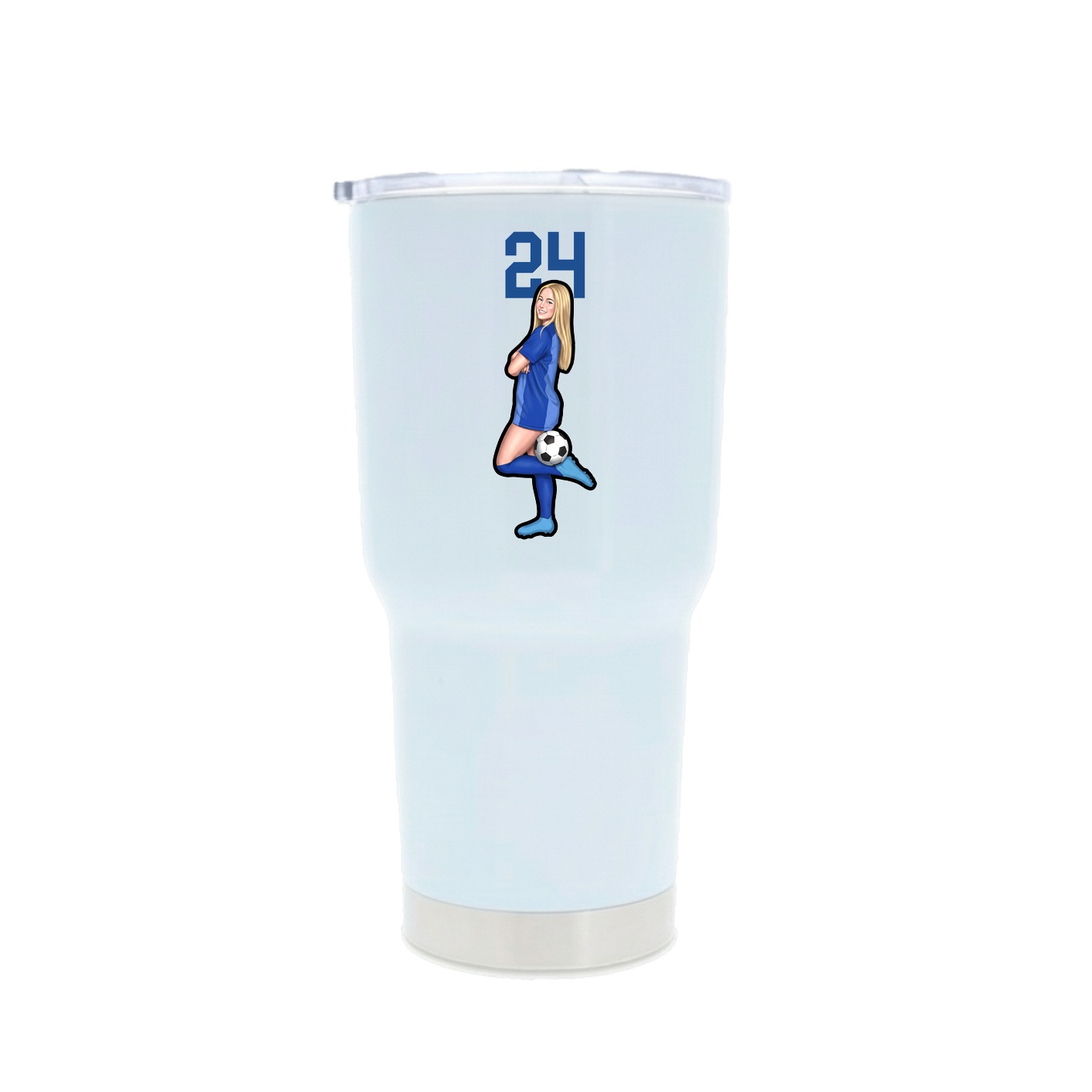 30oz Stainless Steel Tumbler — Number Top in White