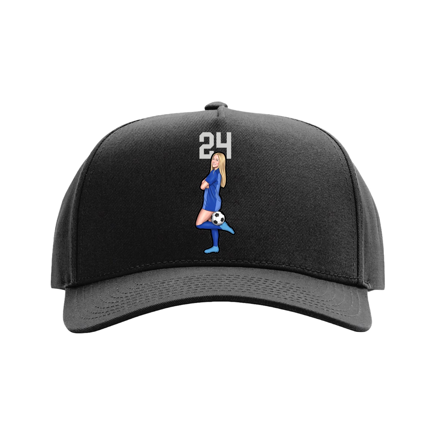 Full Fabric Five-Panel Champ Cap — Number Top in Black