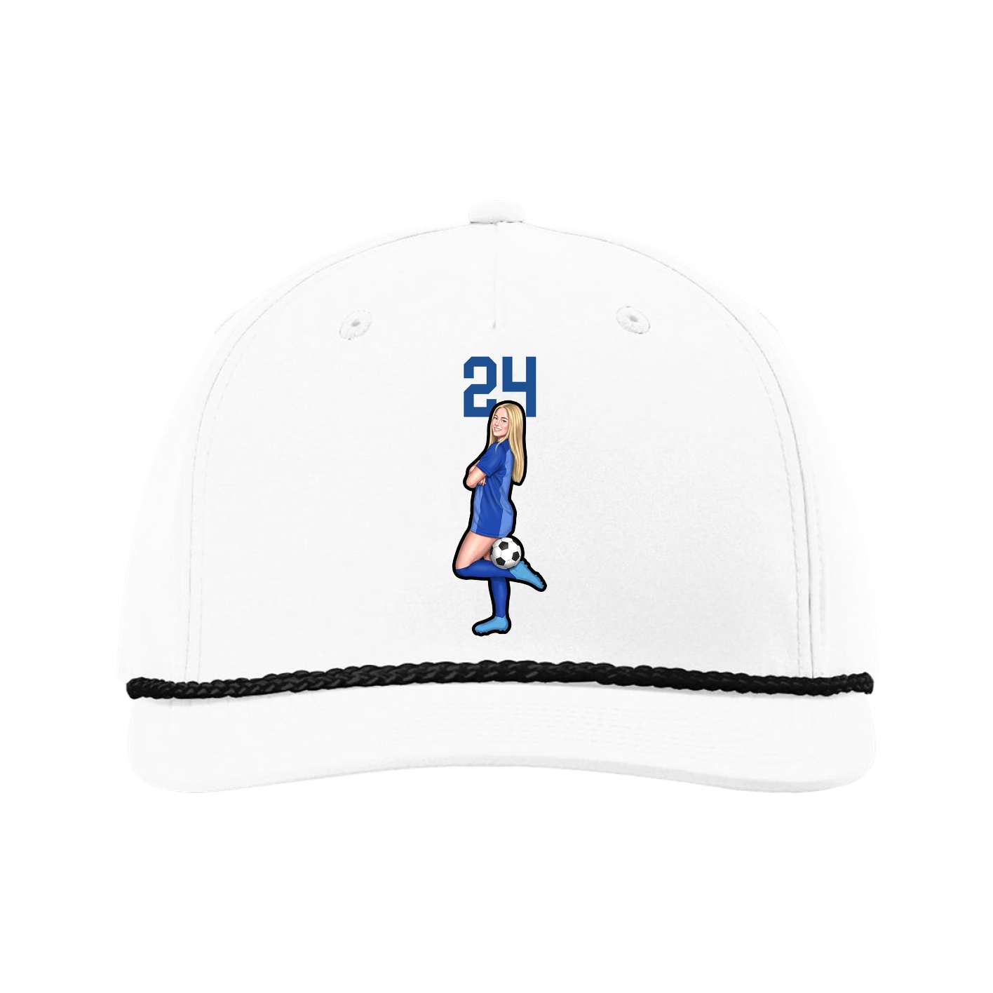 Five-Panel Classic Rope Cap — Number Top in White