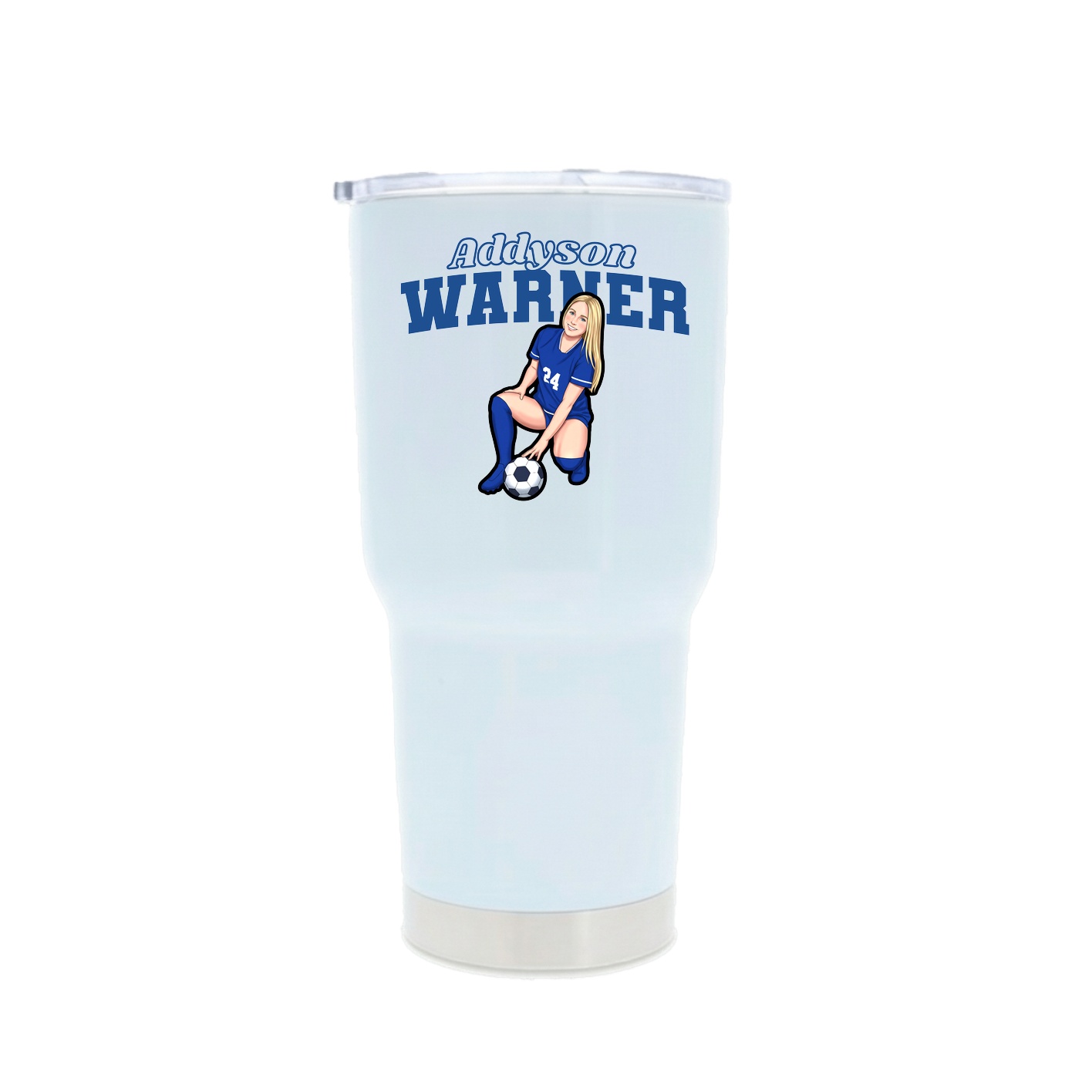 30oz Stainless Steel Tumbler — Name Arch in White