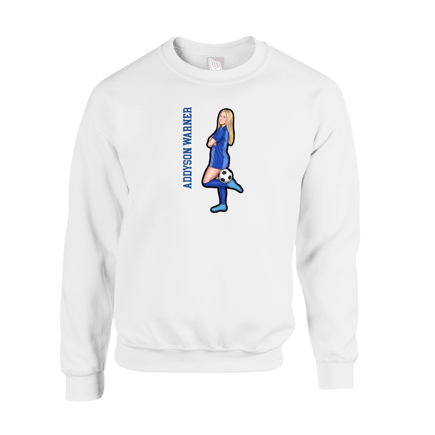 Fleece Crew — Name Vertical in White
