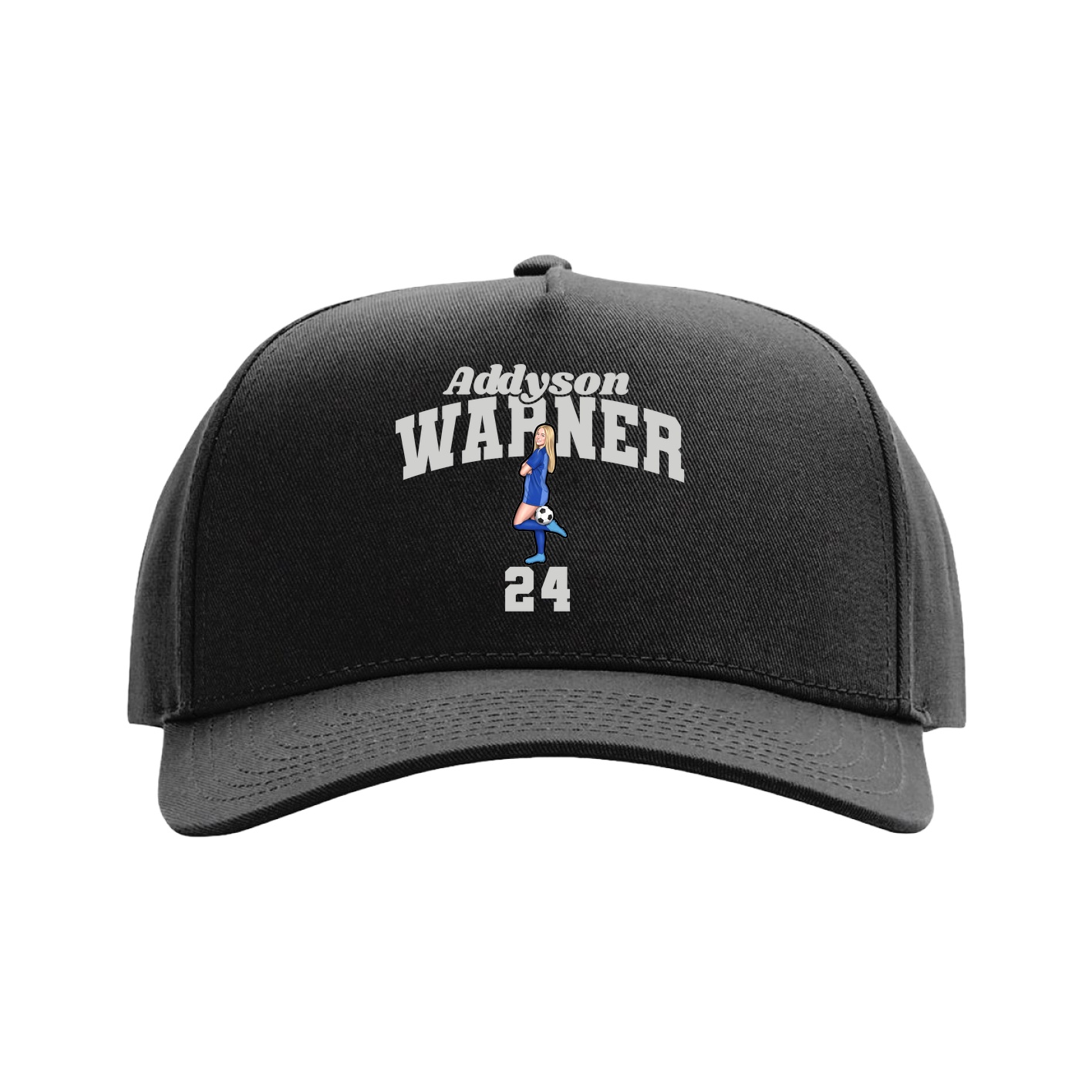 Full Fabric Five-Panel Champ Cap — Signature Arch in Black