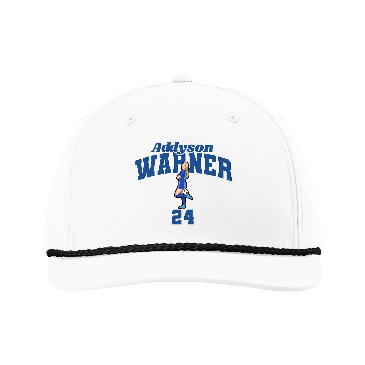 Five-Panel Classic Rope Cap — Signature Arch in White