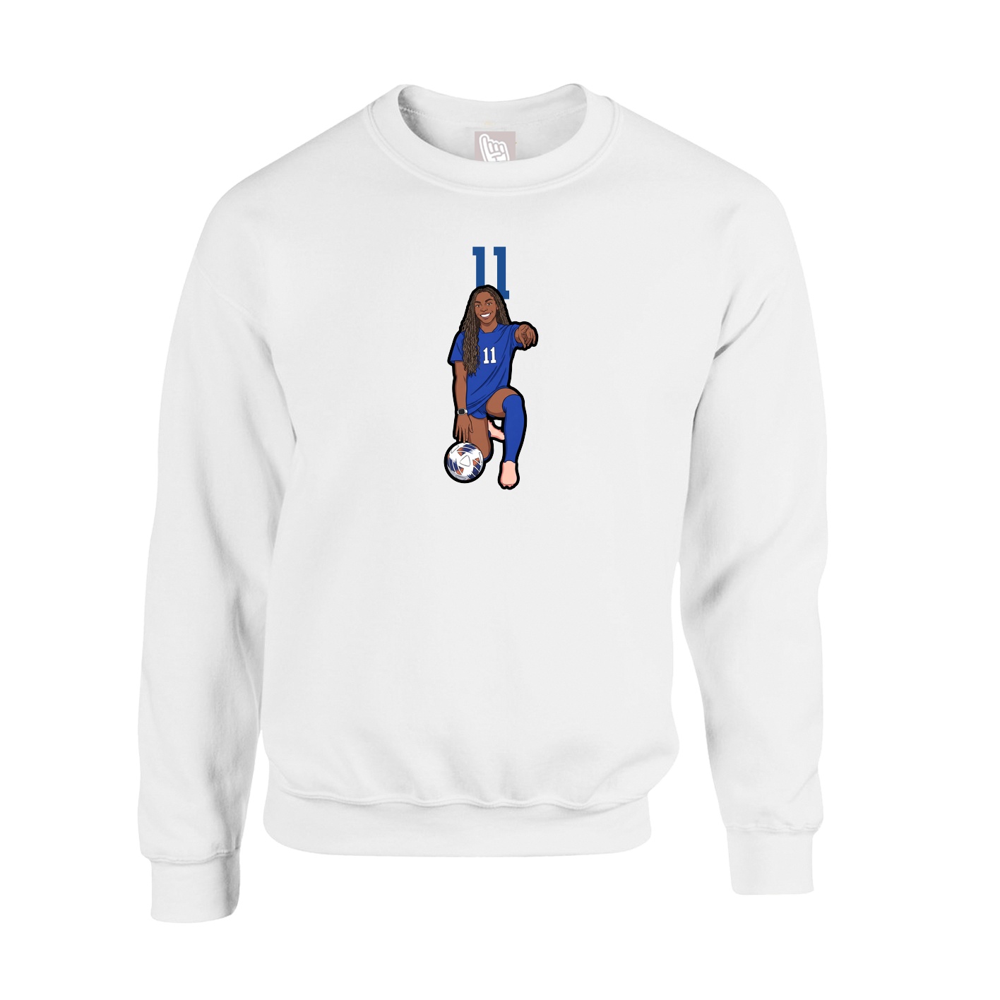 Fleece Crew — Number Top in White