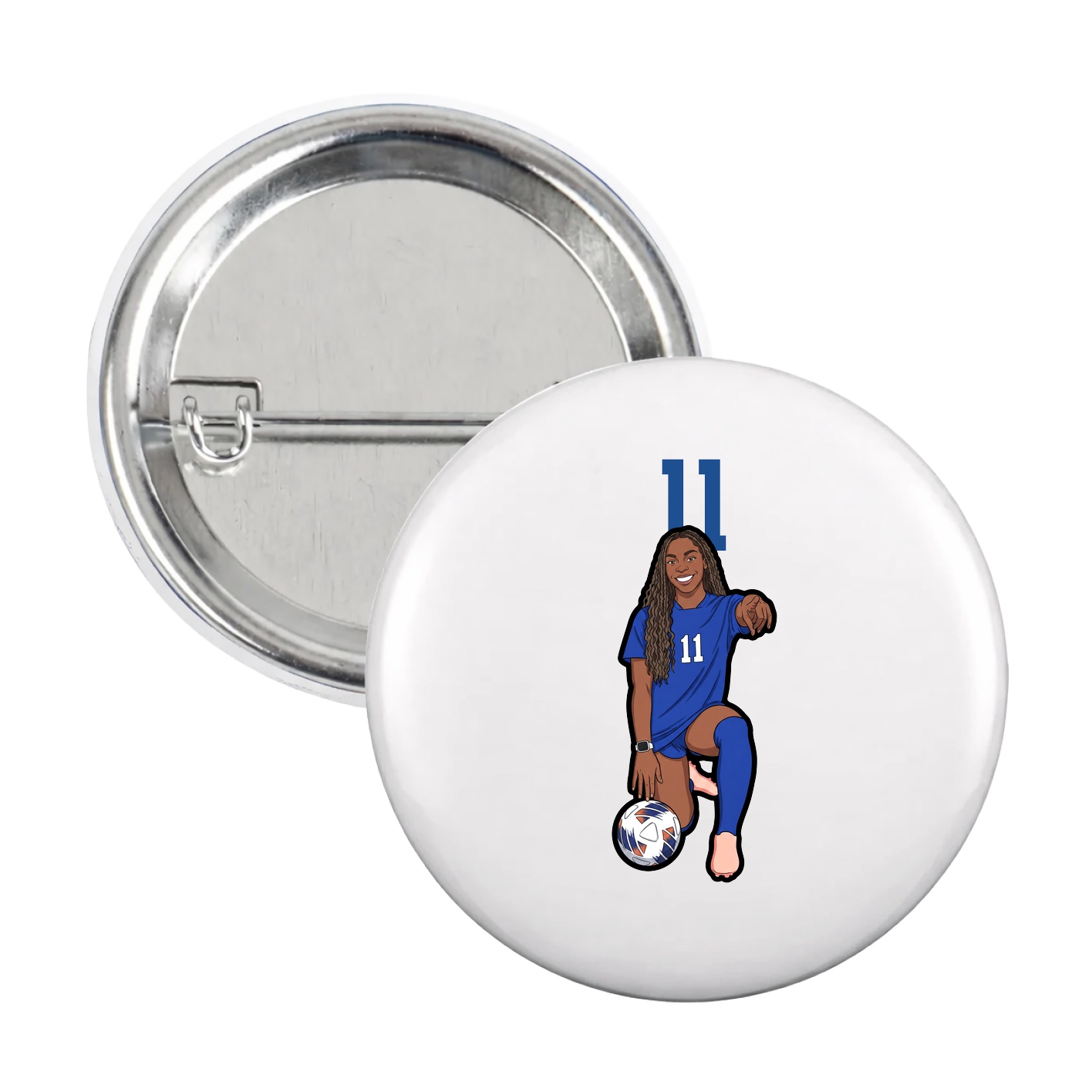 Game Day Button — Number Top in White