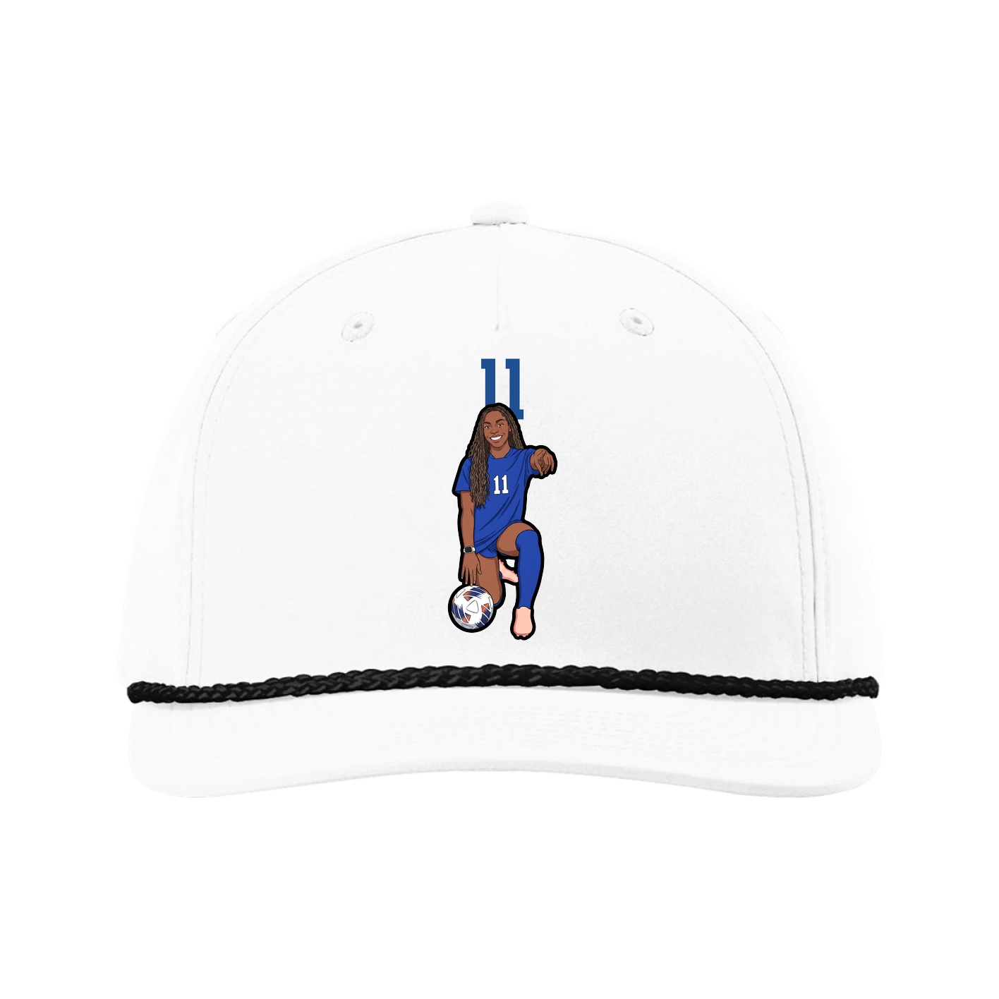 Five-Panel Classic Rope Cap — Number Top in White