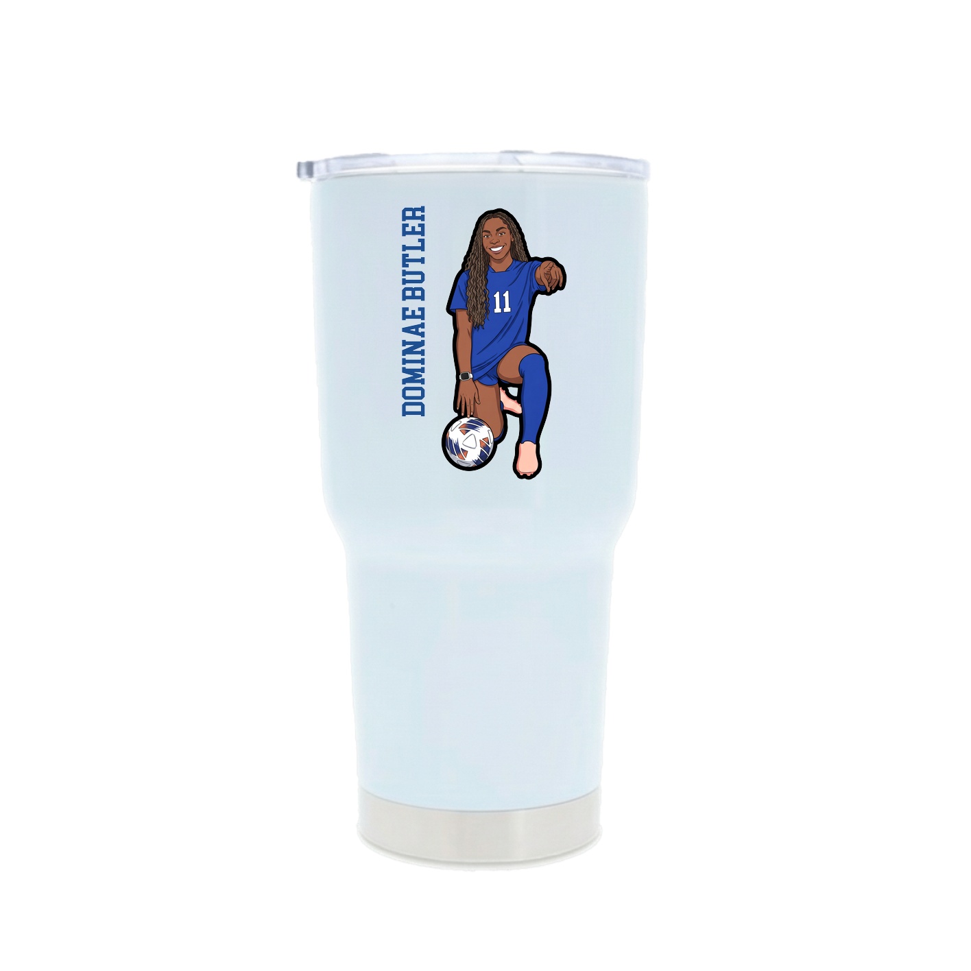 30oz Stainless Steel Tumbler — Name Vertical in White