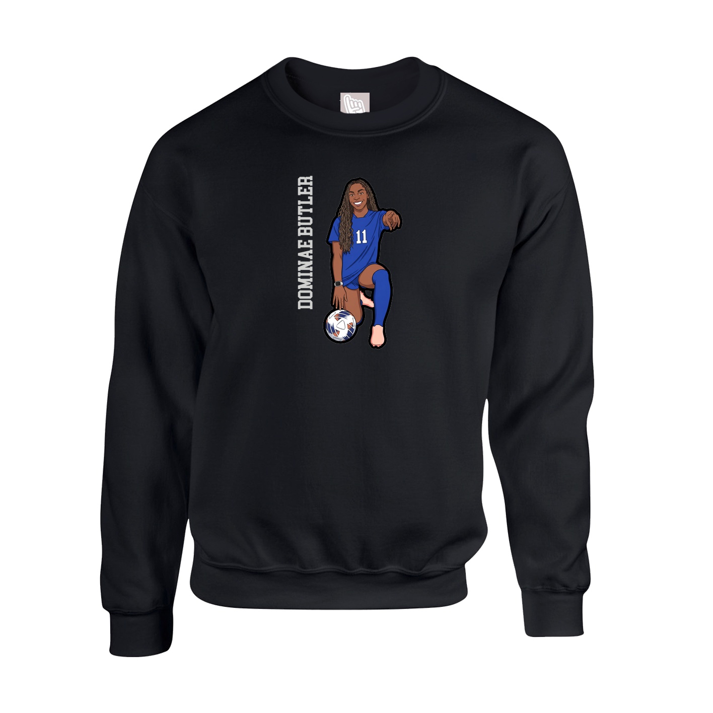 Fleece Crew — Name Vertical in Black