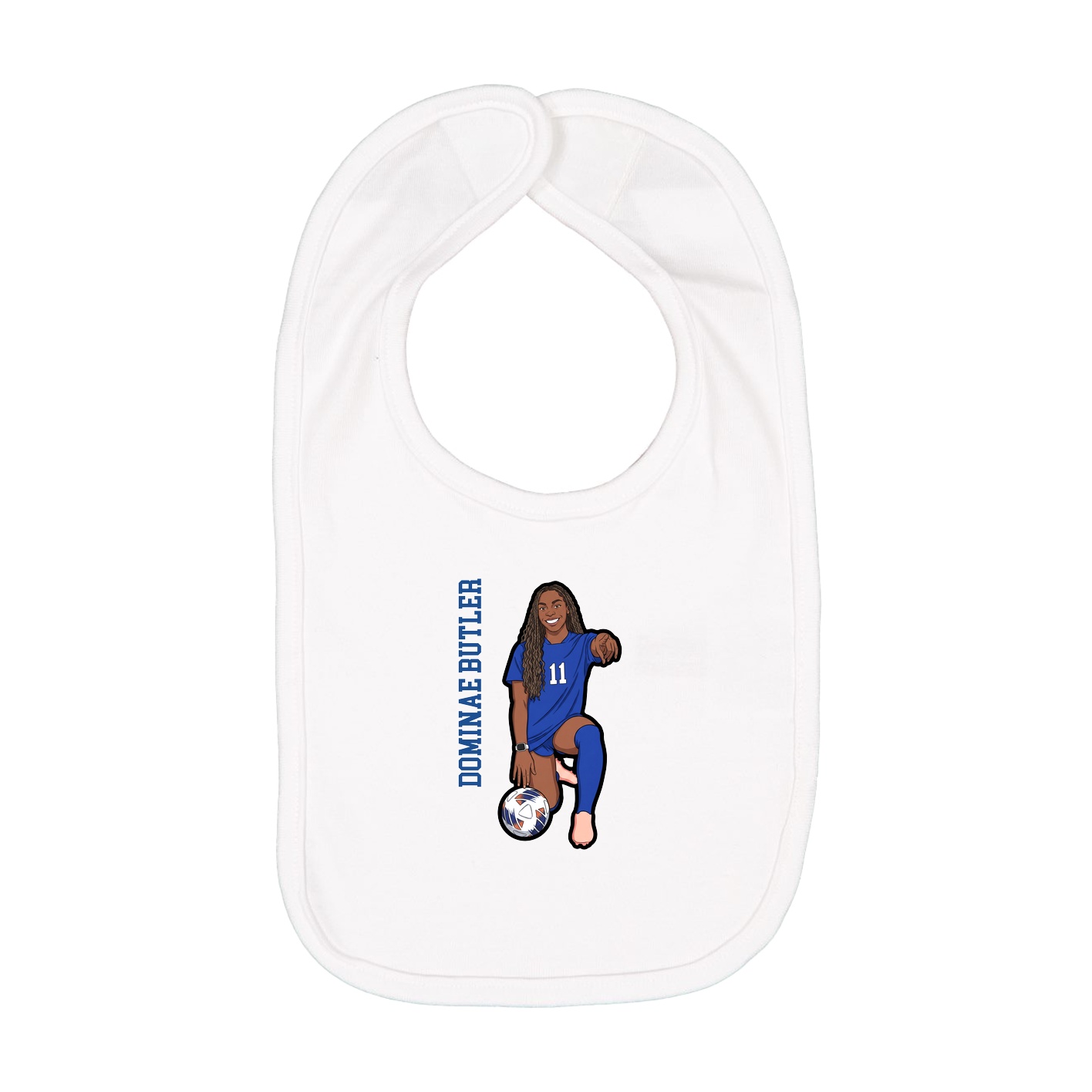 Infant Bib — Name Vertical in White