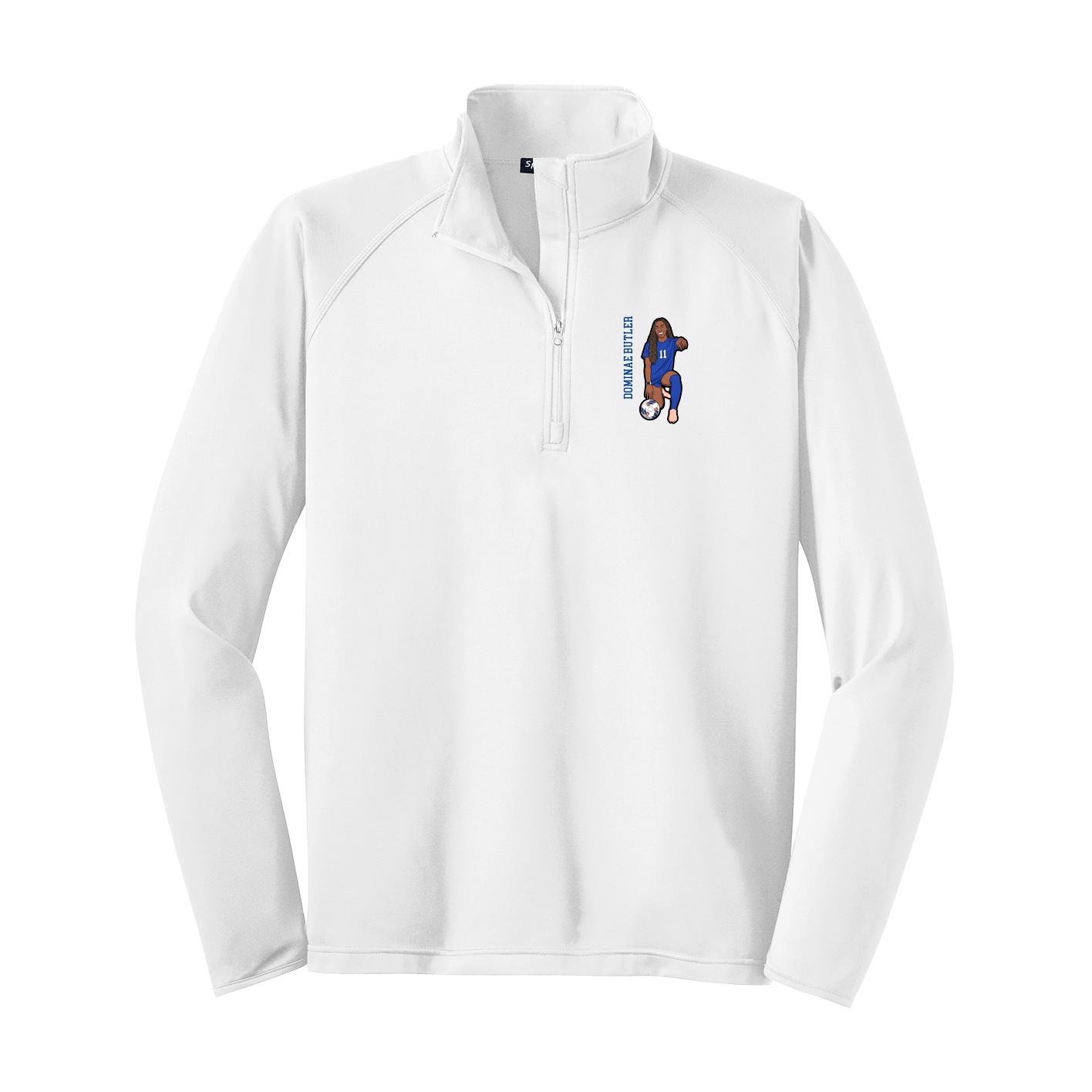 Q-Zip Pullover — Name Vertical in White