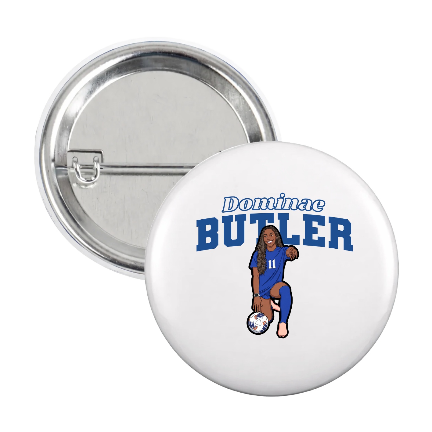 Game Day Button — Name Arch in White