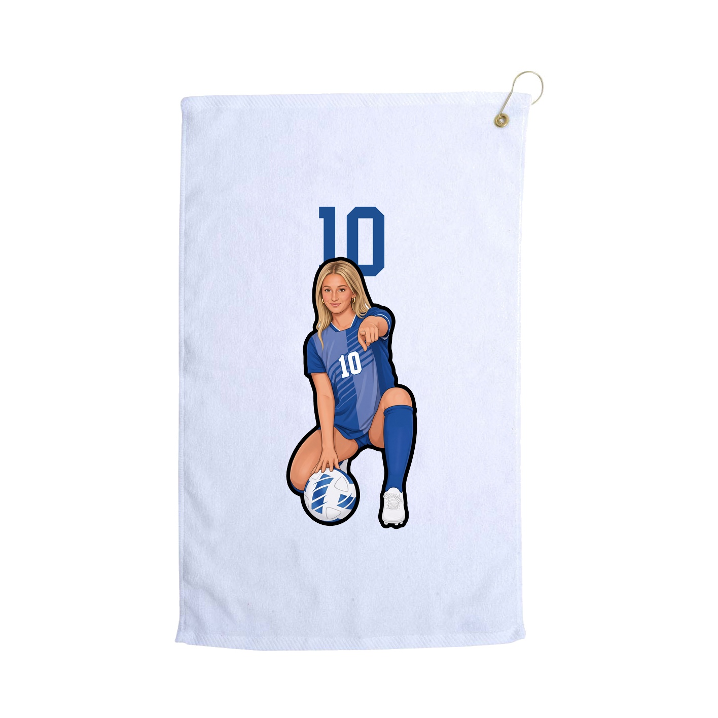 Golf Towel — Number Top in White