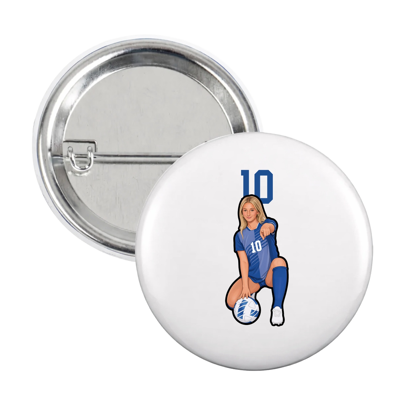 Game Day Button — Number Top in White