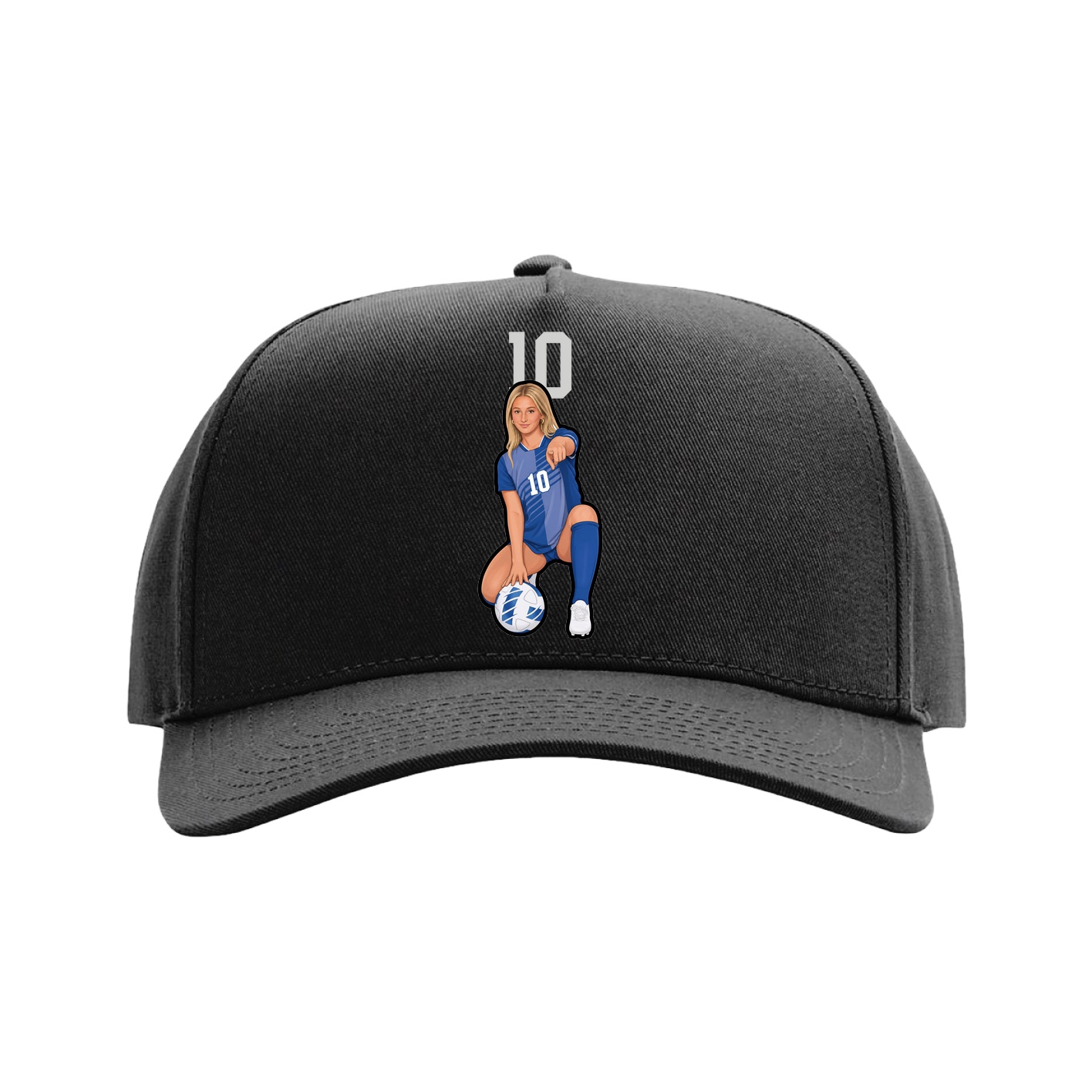 Full Fabric Five-Panel Champ Cap — Number Top in Black