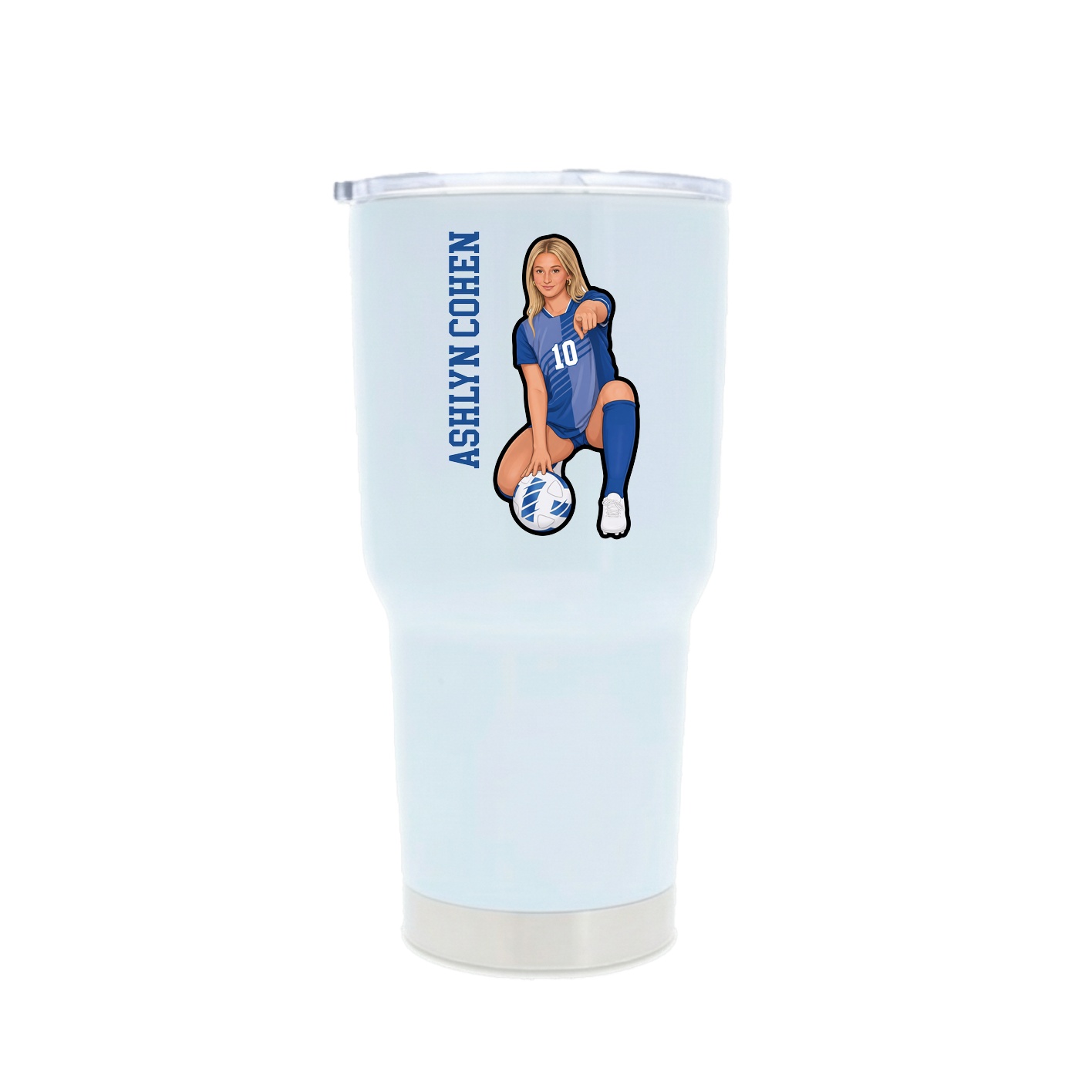 30oz Stainless Steel Tumbler — Name Vertical in White